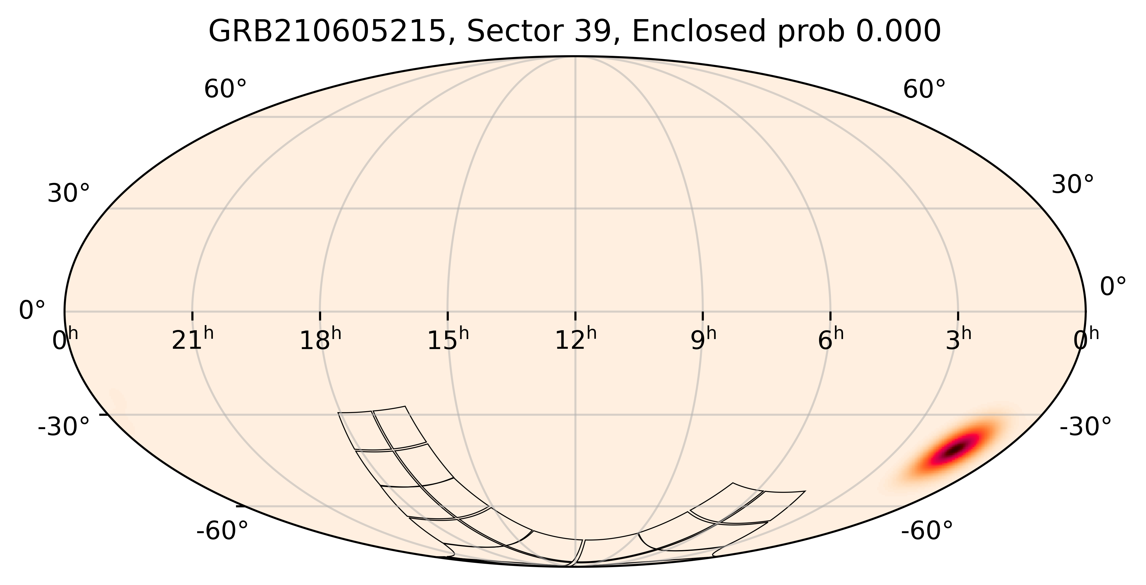TESS Overlap Sky Map for GRB210605215 in TESS Sector39