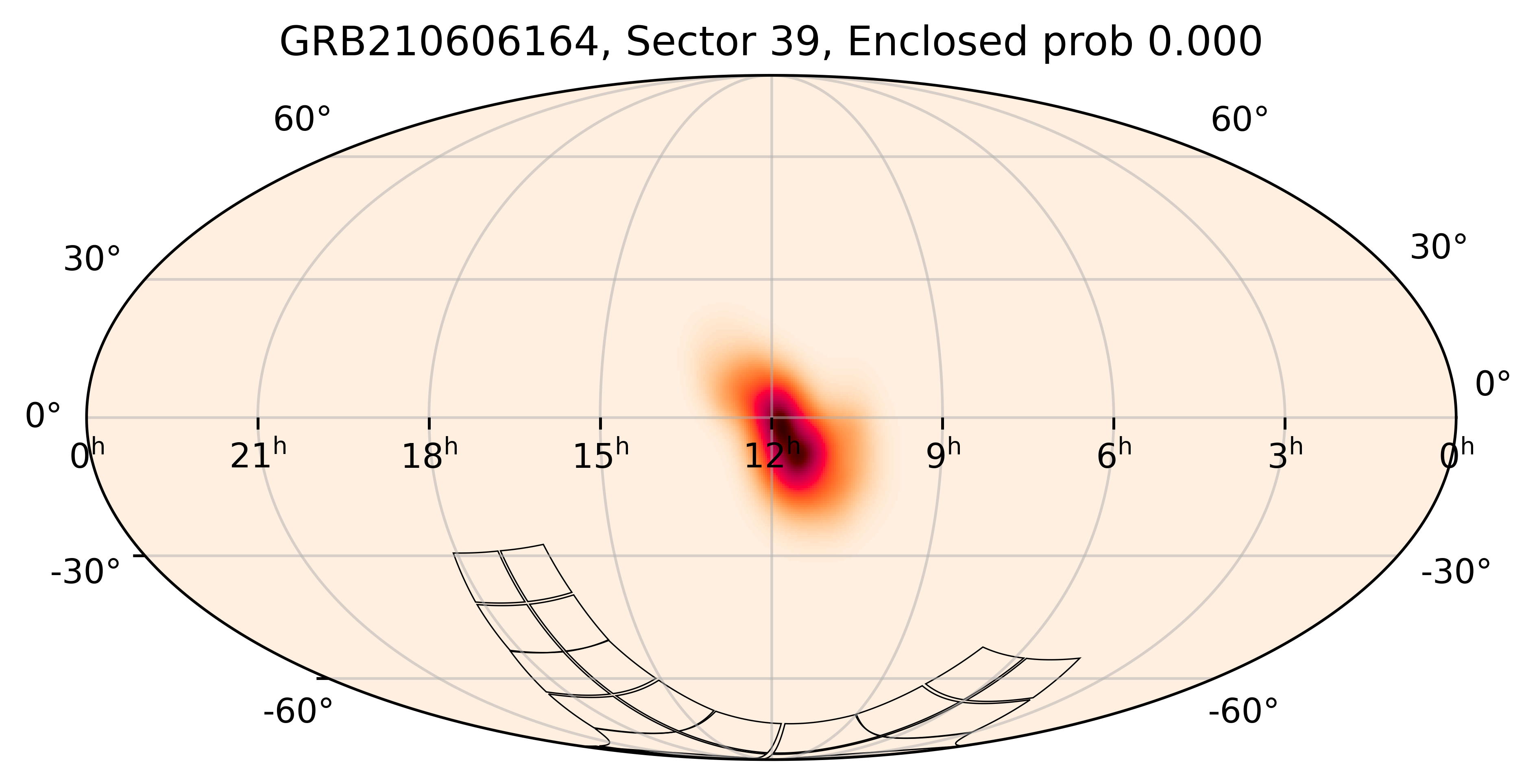TESS Overlap Sky Map for GRB210606164 in TESS Sector39