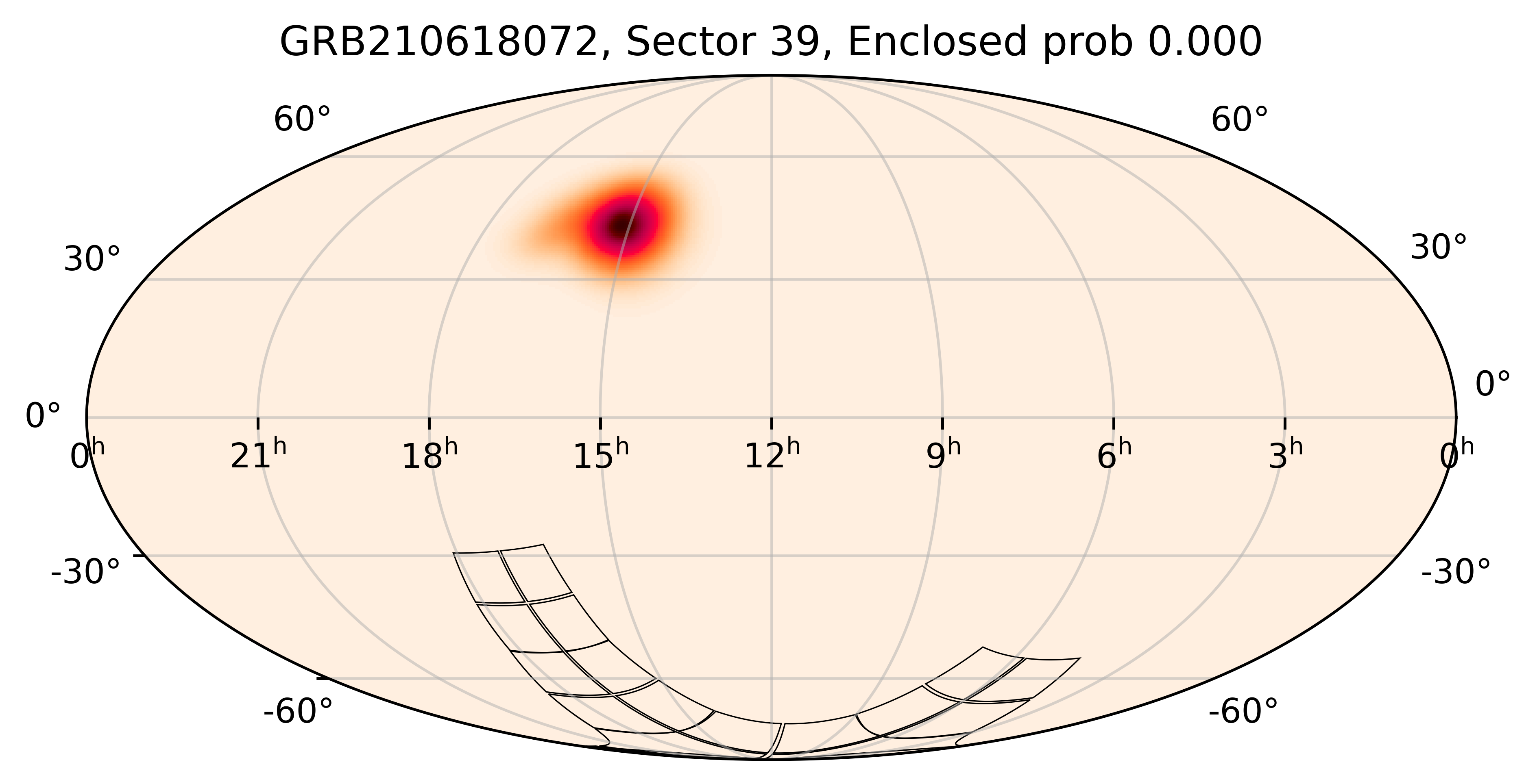 TESS Overlap Sky Map for GRB210618072 in TESS Sector39