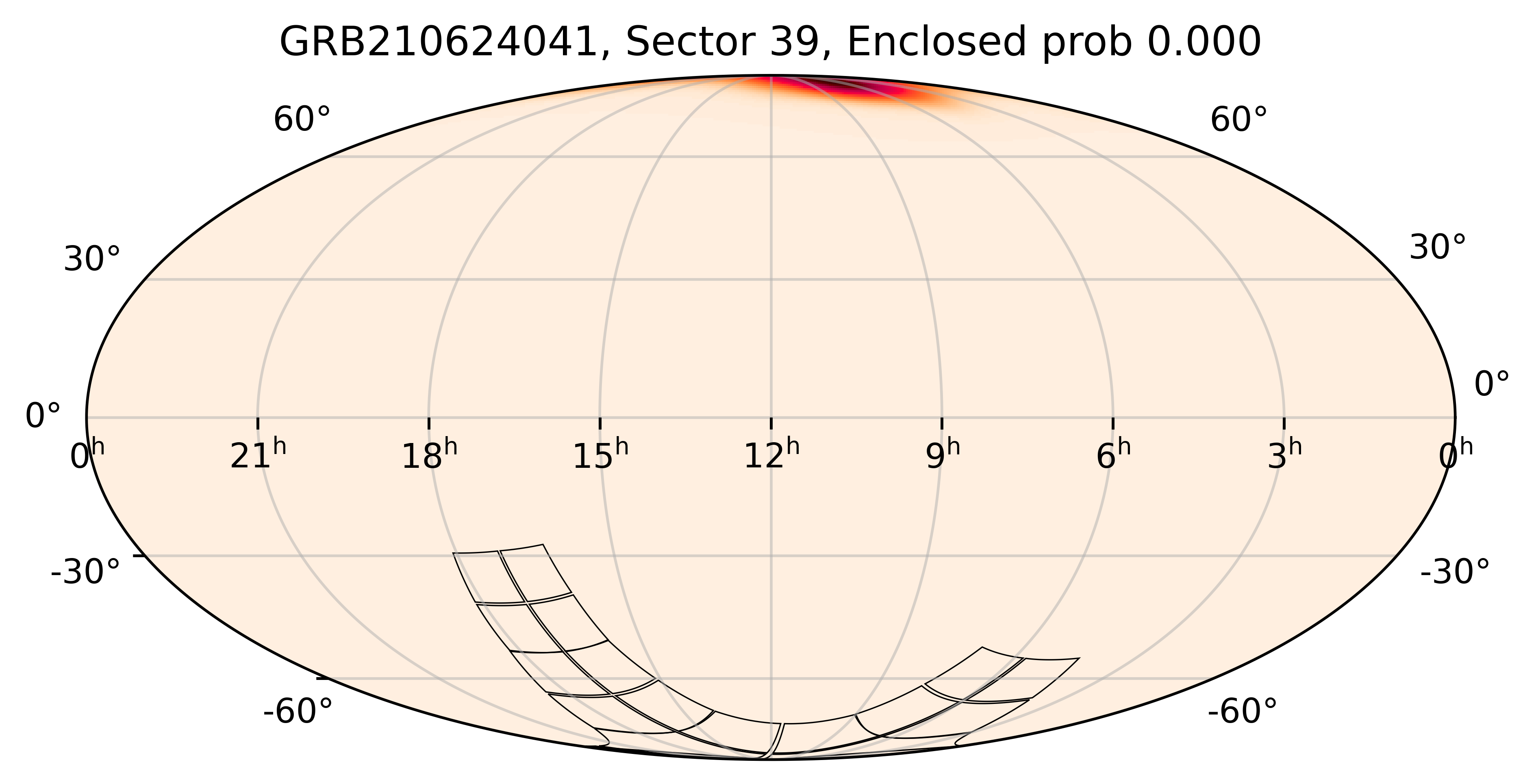 TESS Overlap Sky Map for GRB210624041 in TESS Sector39