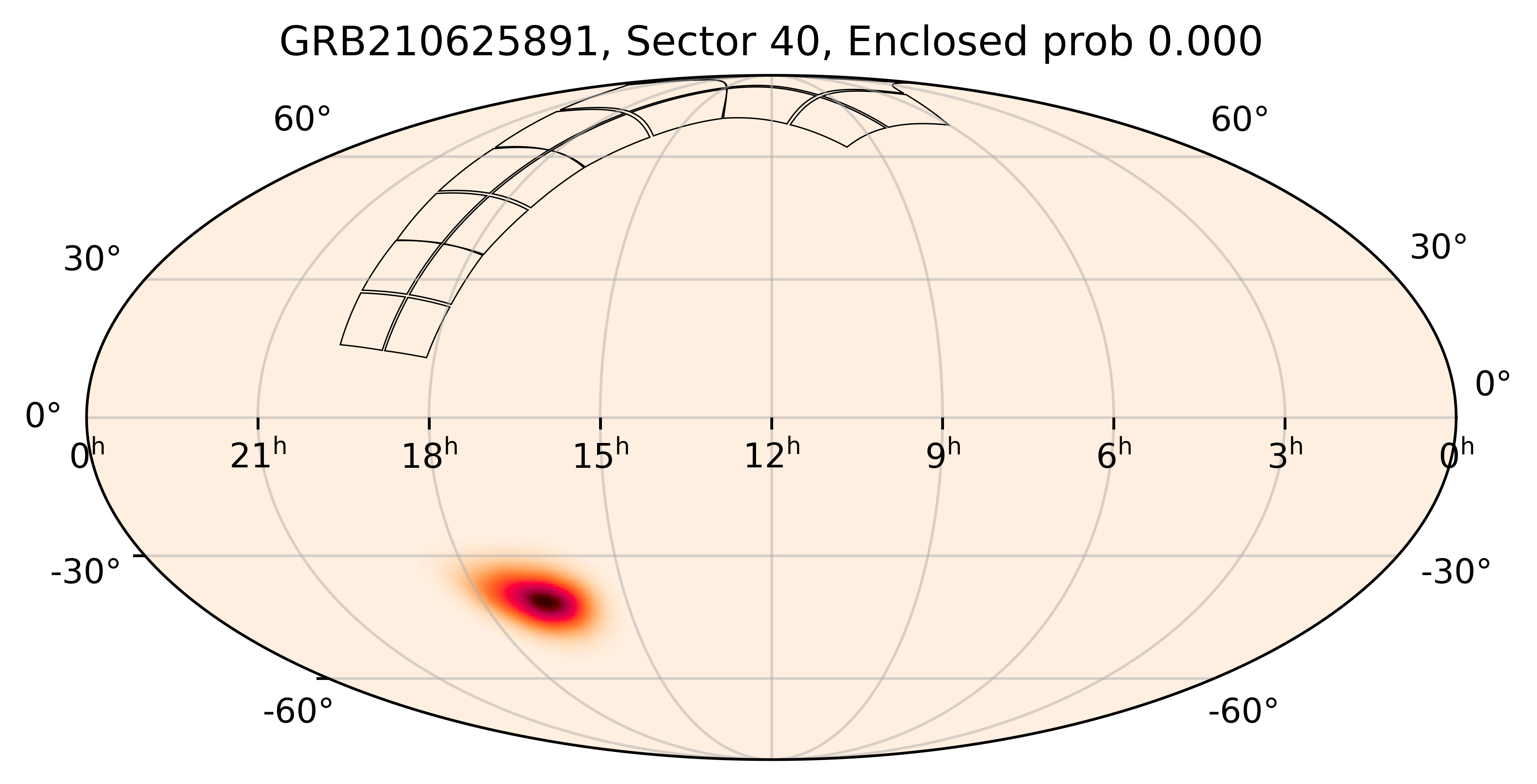 TESS Overlap Sky Map for GRB210625891 in TESS Sector40