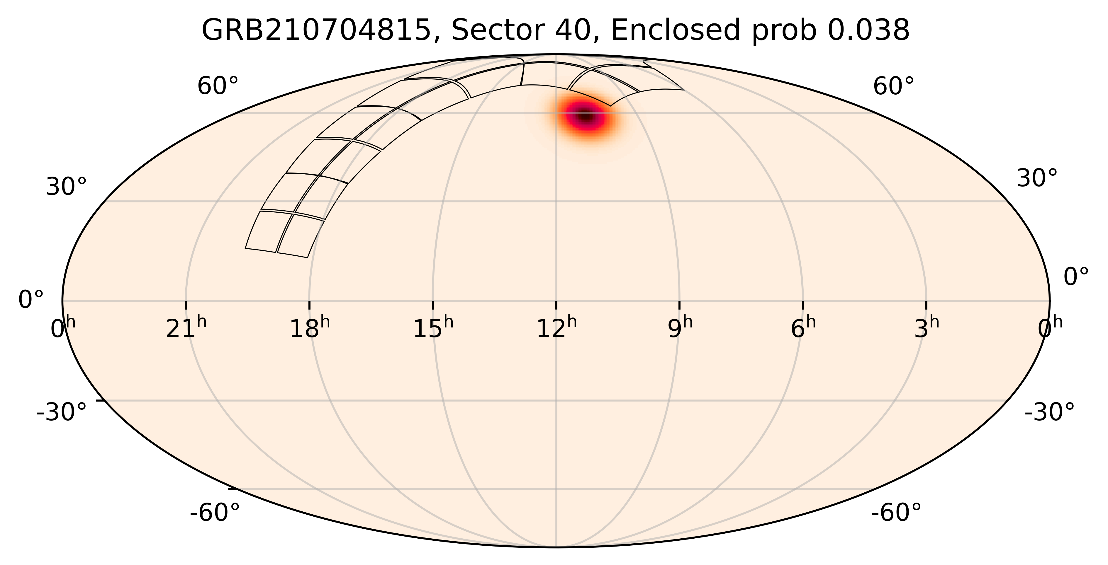 TESS Overlap Sky Map for GRB210704815 in TESS Sector40