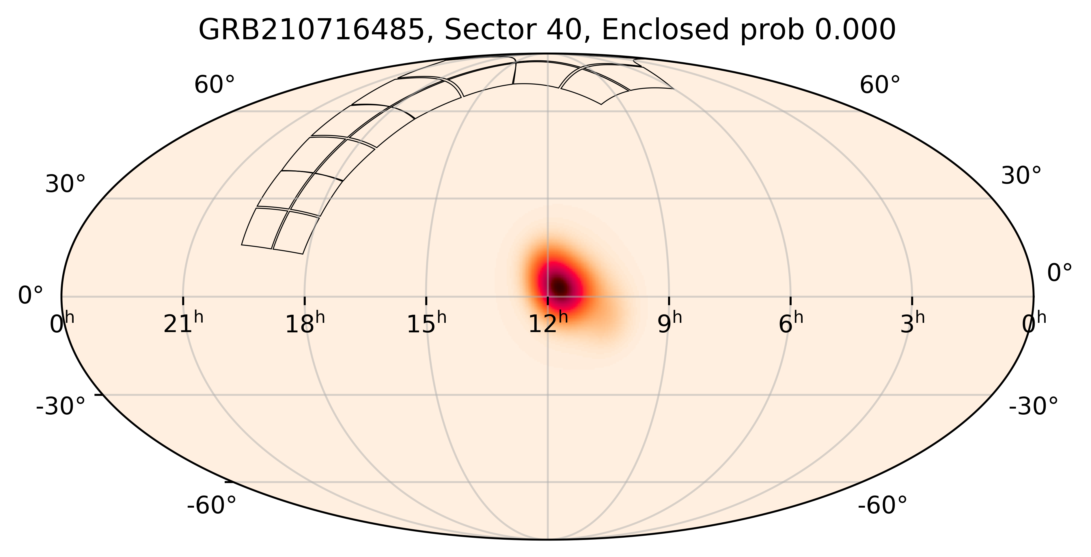 TESS Overlap Sky Map for GRB210716485 in TESS Sector40