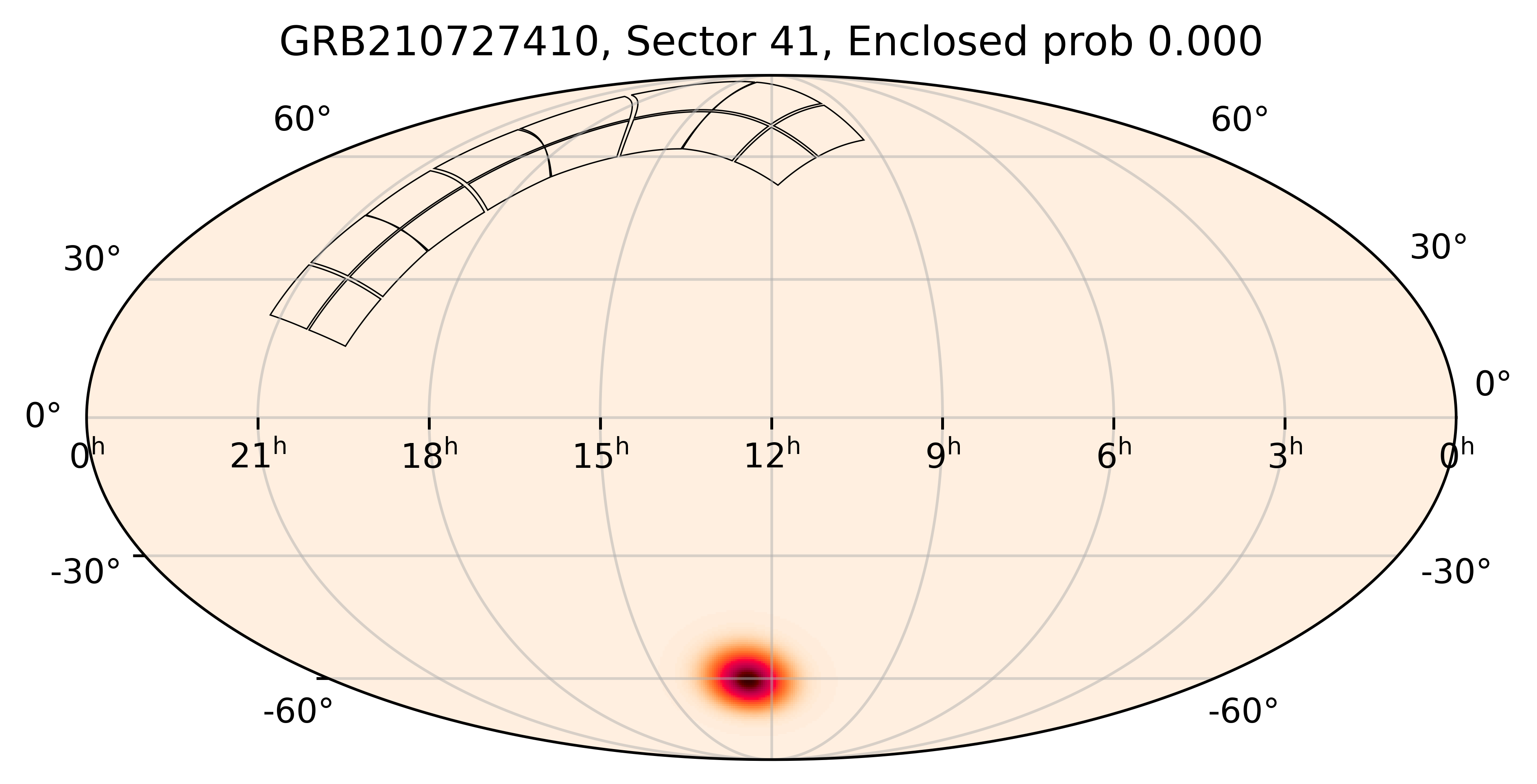 TESS Overlap Sky Map for GRB210727410 in TESS Sector41