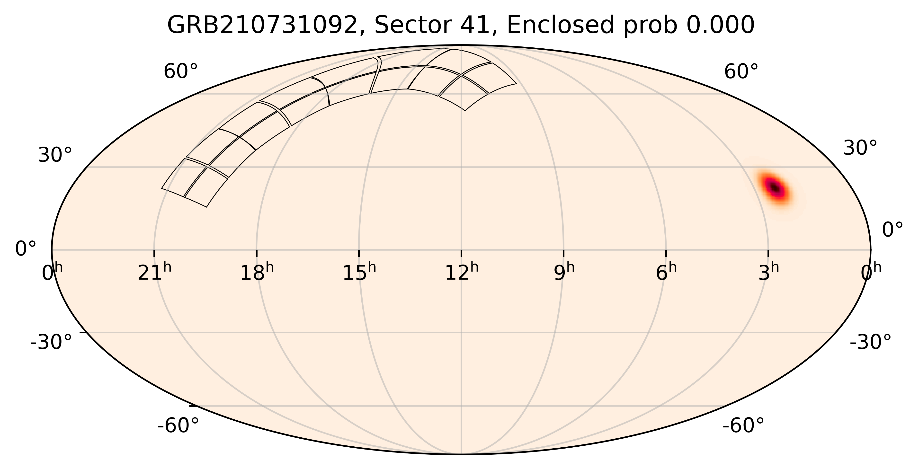 TESS Overlap Sky Map for GRB210731092 in TESS Sector41
