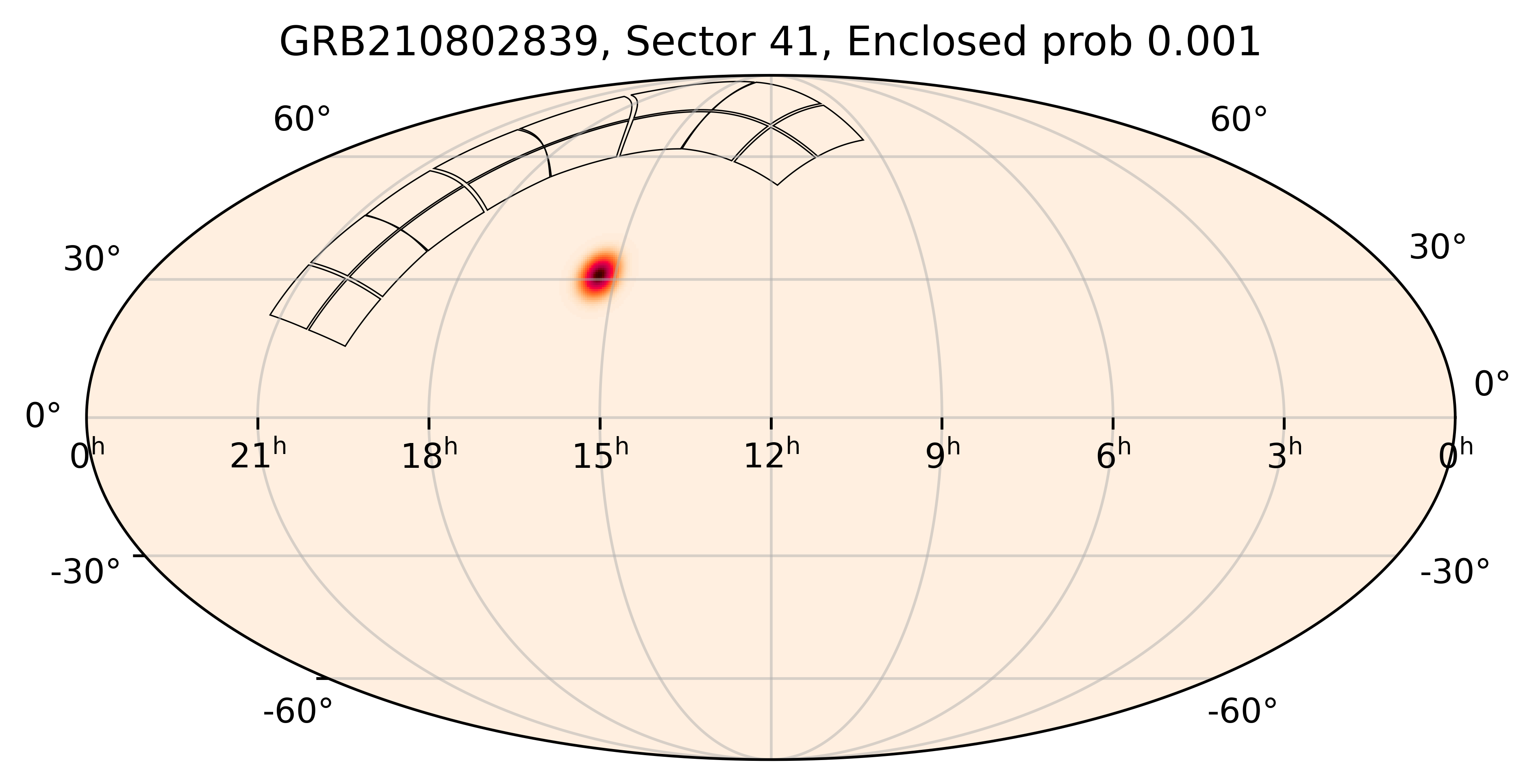 TESS Overlap Sky Map for GRB210802839 in TESS Sector41