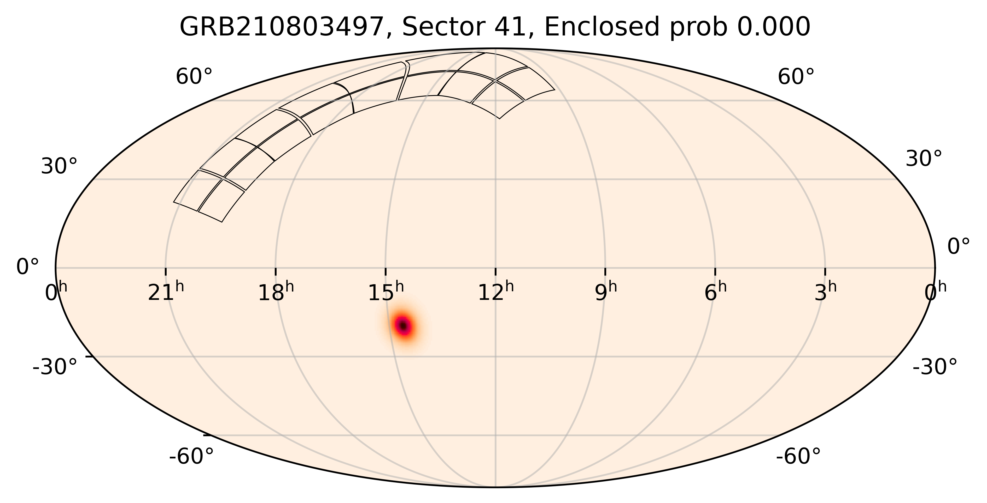 TESS Overlap Sky Map for GRB210803497 in TESS Sector41