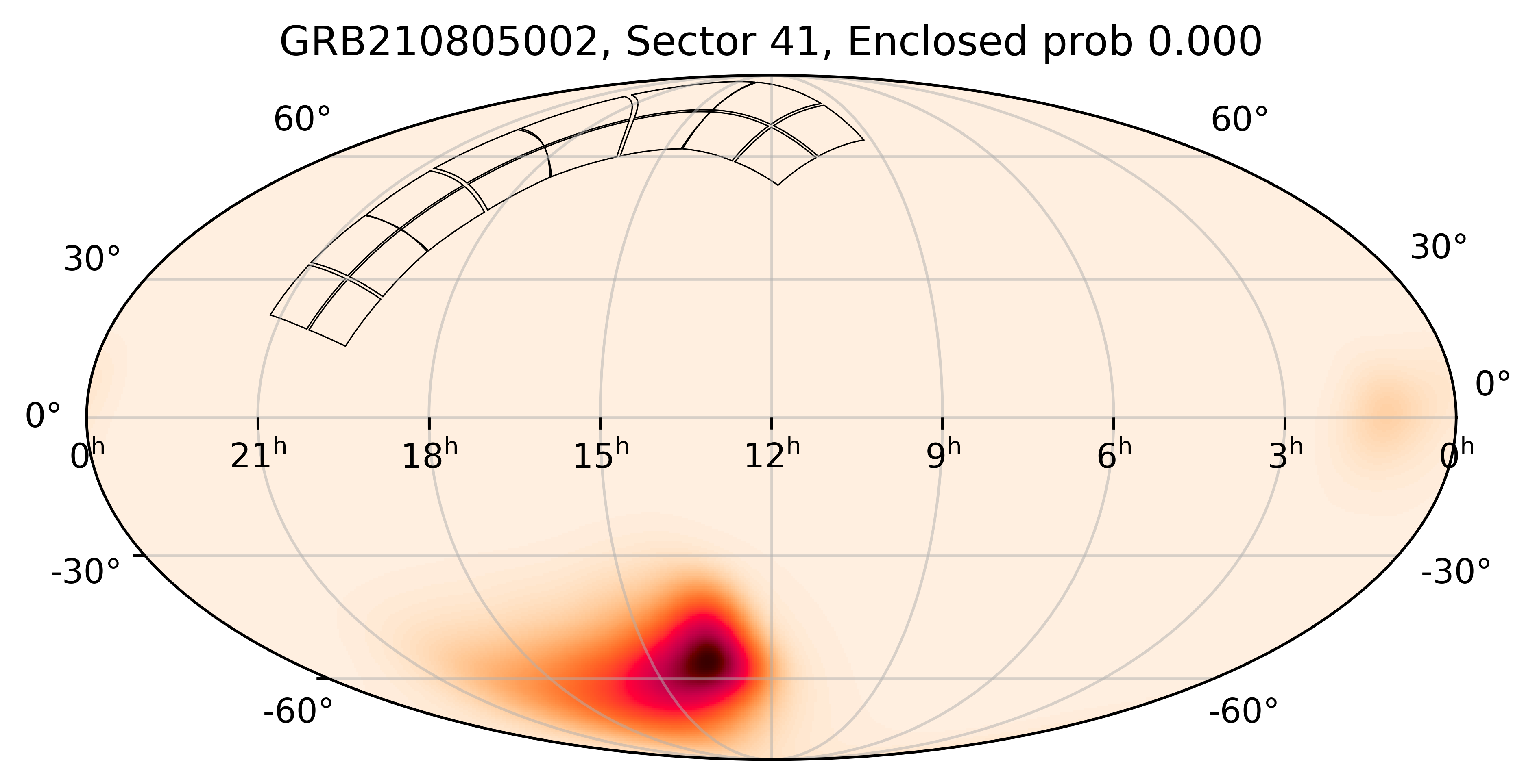 TESS Overlap Sky Map for GRB210805002 in TESS Sector41