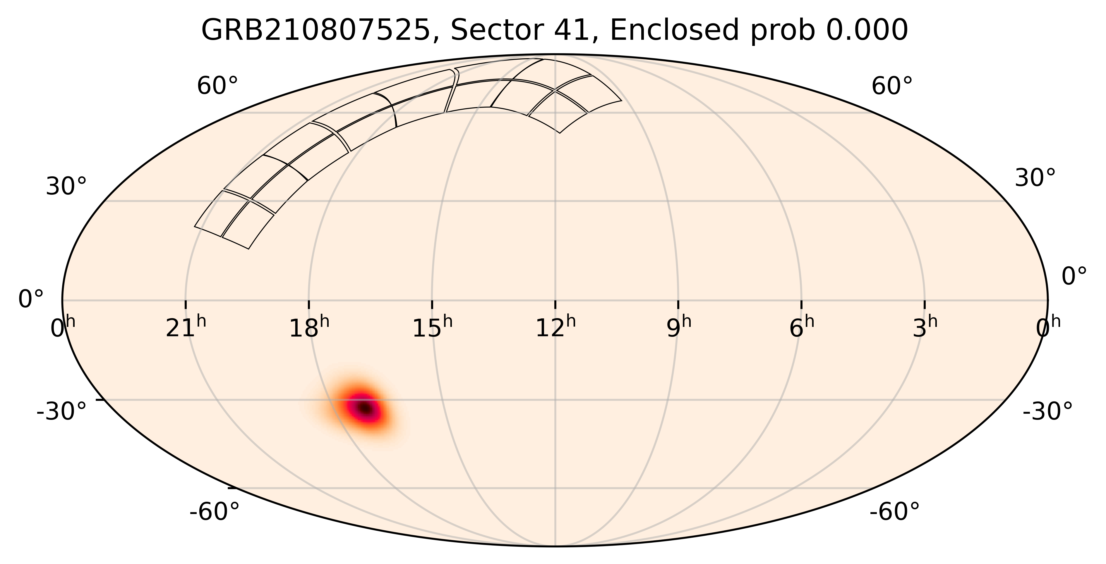 TESS Overlap Sky Map for GRB210807525 in TESS Sector41