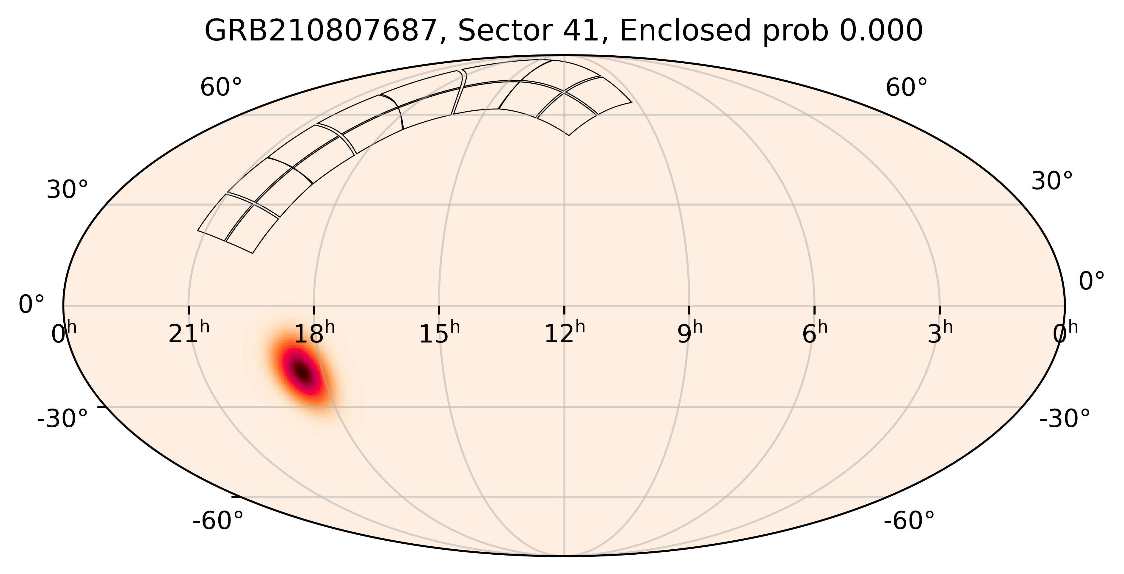 TESS Overlap Sky Map for GRB210807687 in TESS Sector41