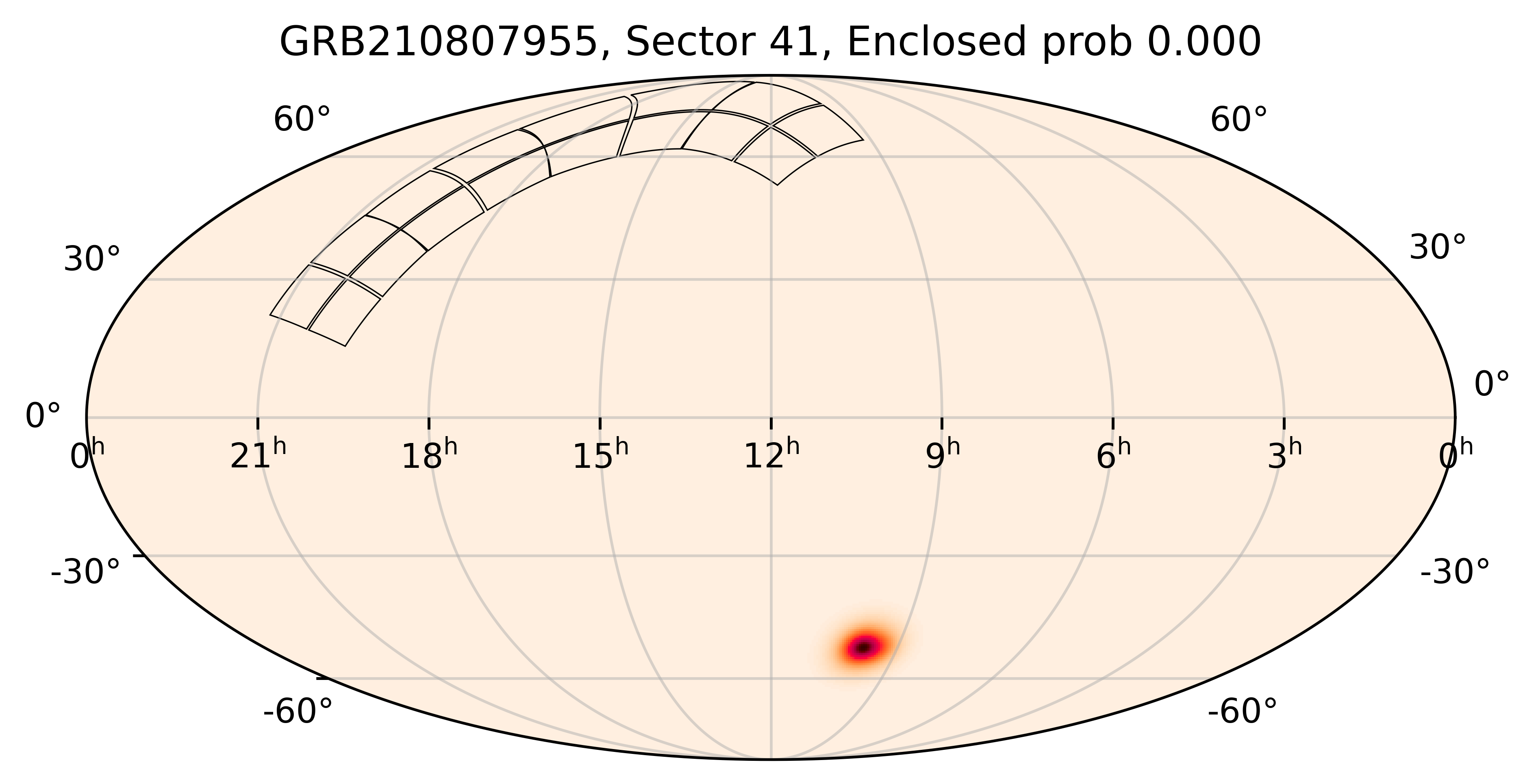 TESS Overlap Sky Map for GRB210807955 in TESS Sector41