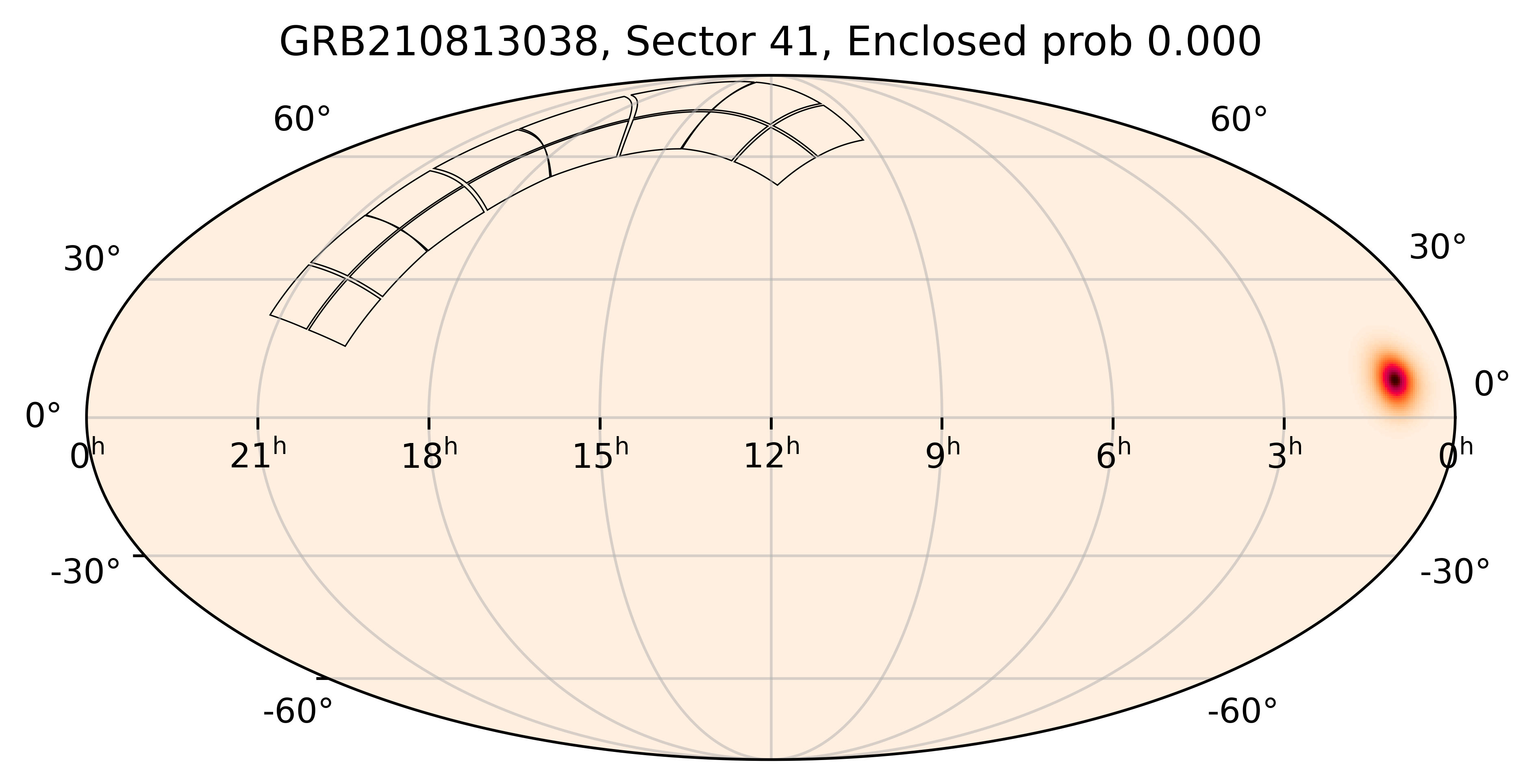 TESS Overlap Sky Map for GRB210813038 in TESS Sector41