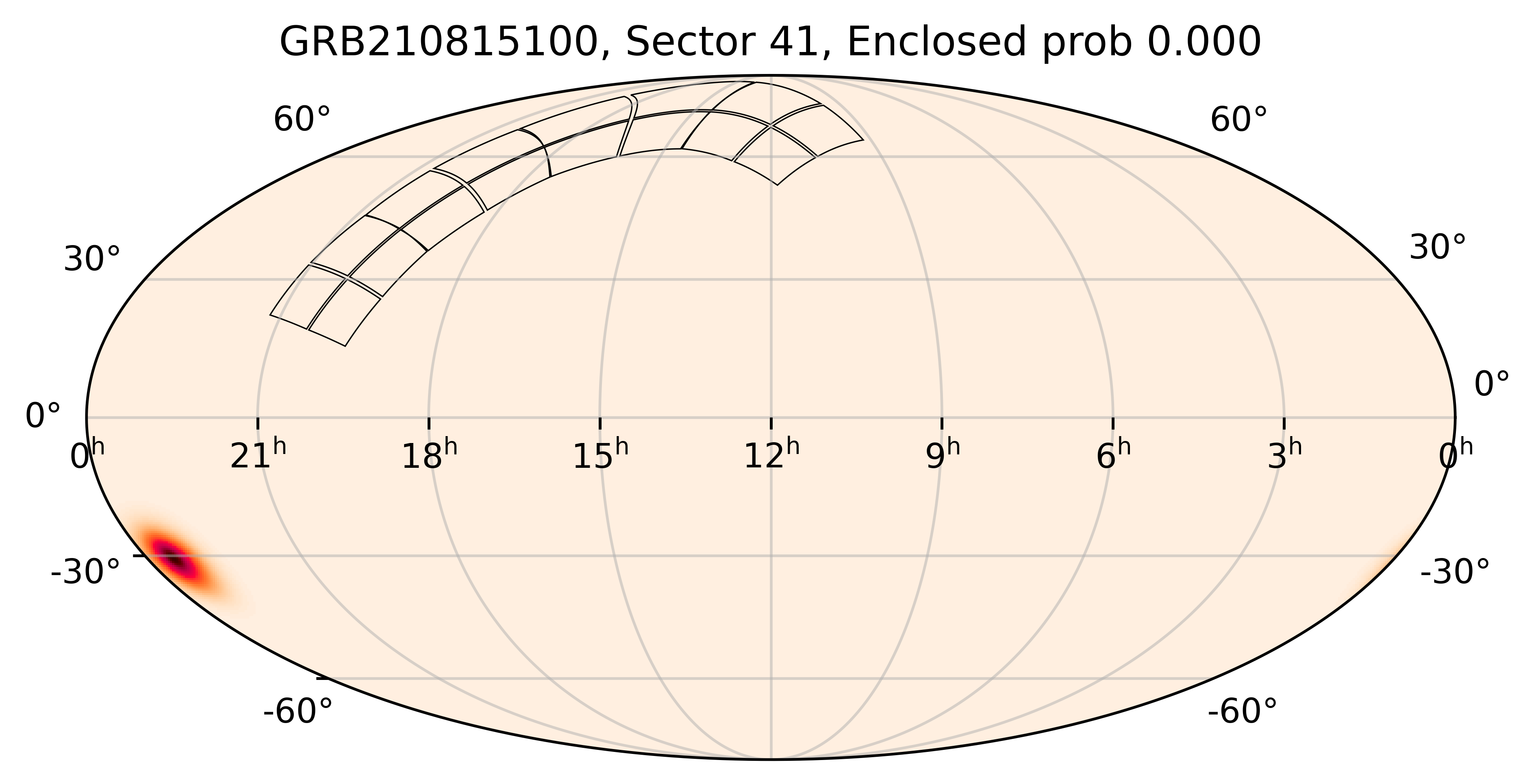 TESS Overlap Sky Map for GRB210815100 in TESS Sector41