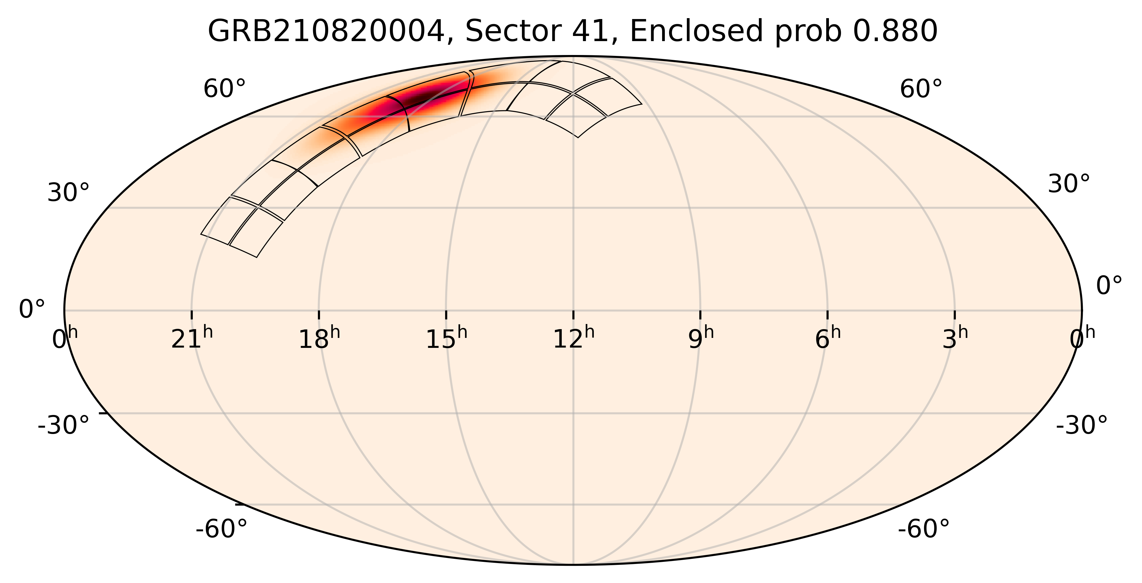 TESS Overlap Sky Map for GRB210820004 in TESS Sector41