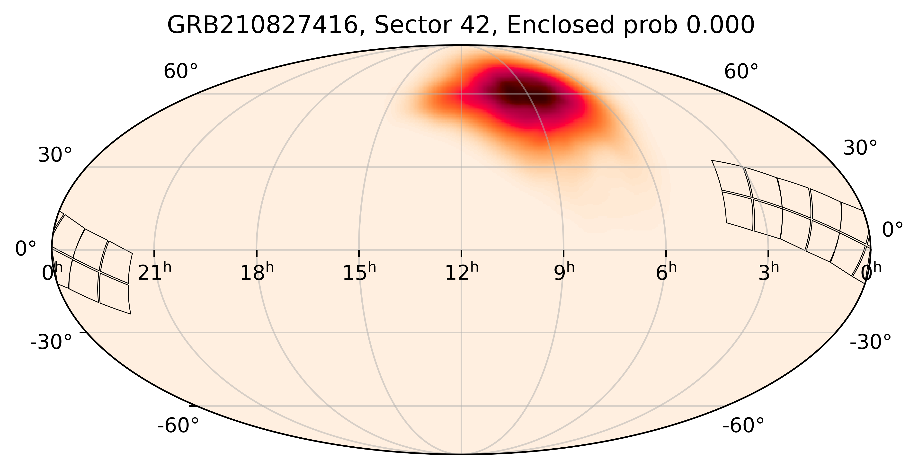 TESS Overlap Sky Map for GRB210827416 in TESS Sector42