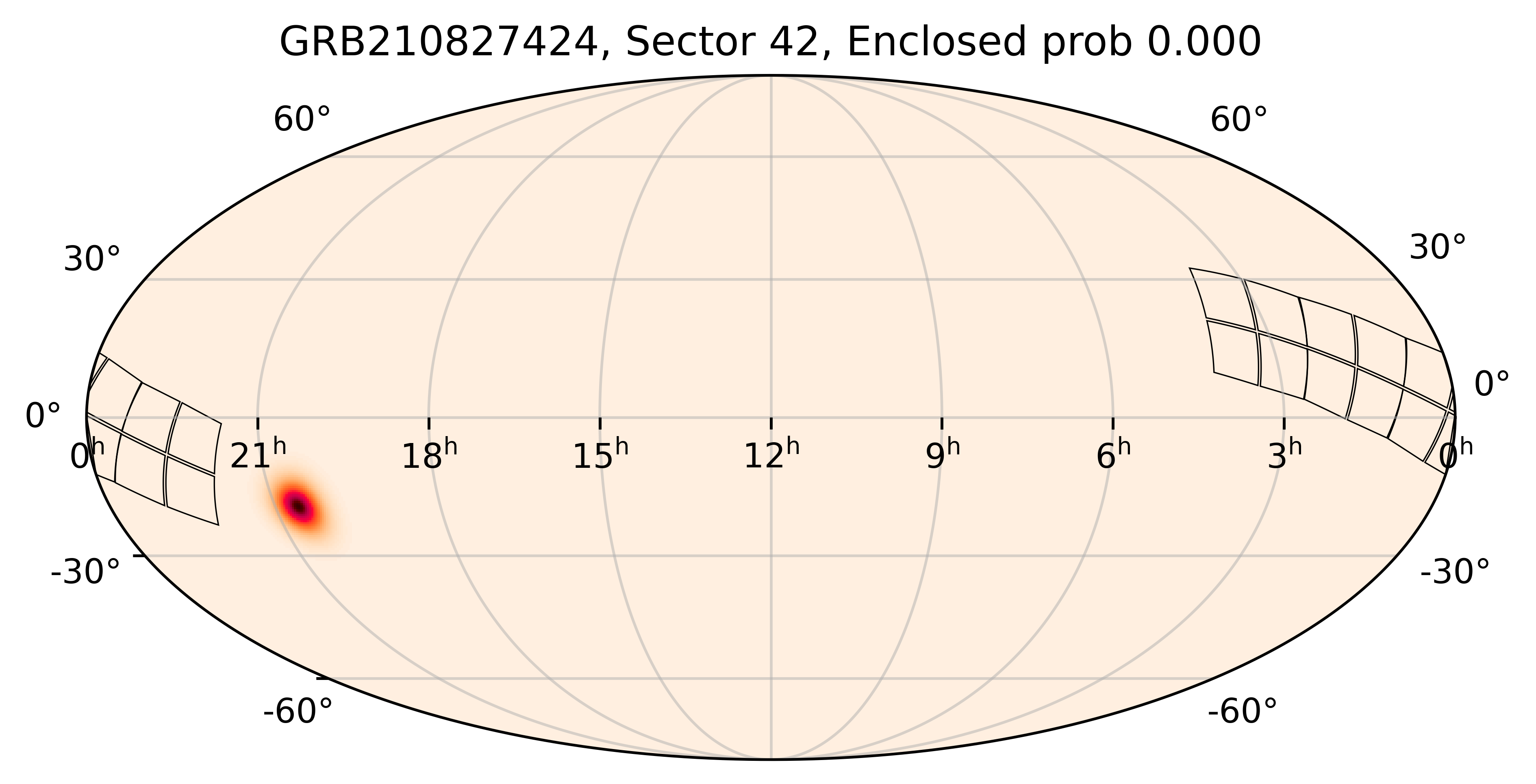 TESS Overlap Sky Map for GRB210827424 in TESS Sector42