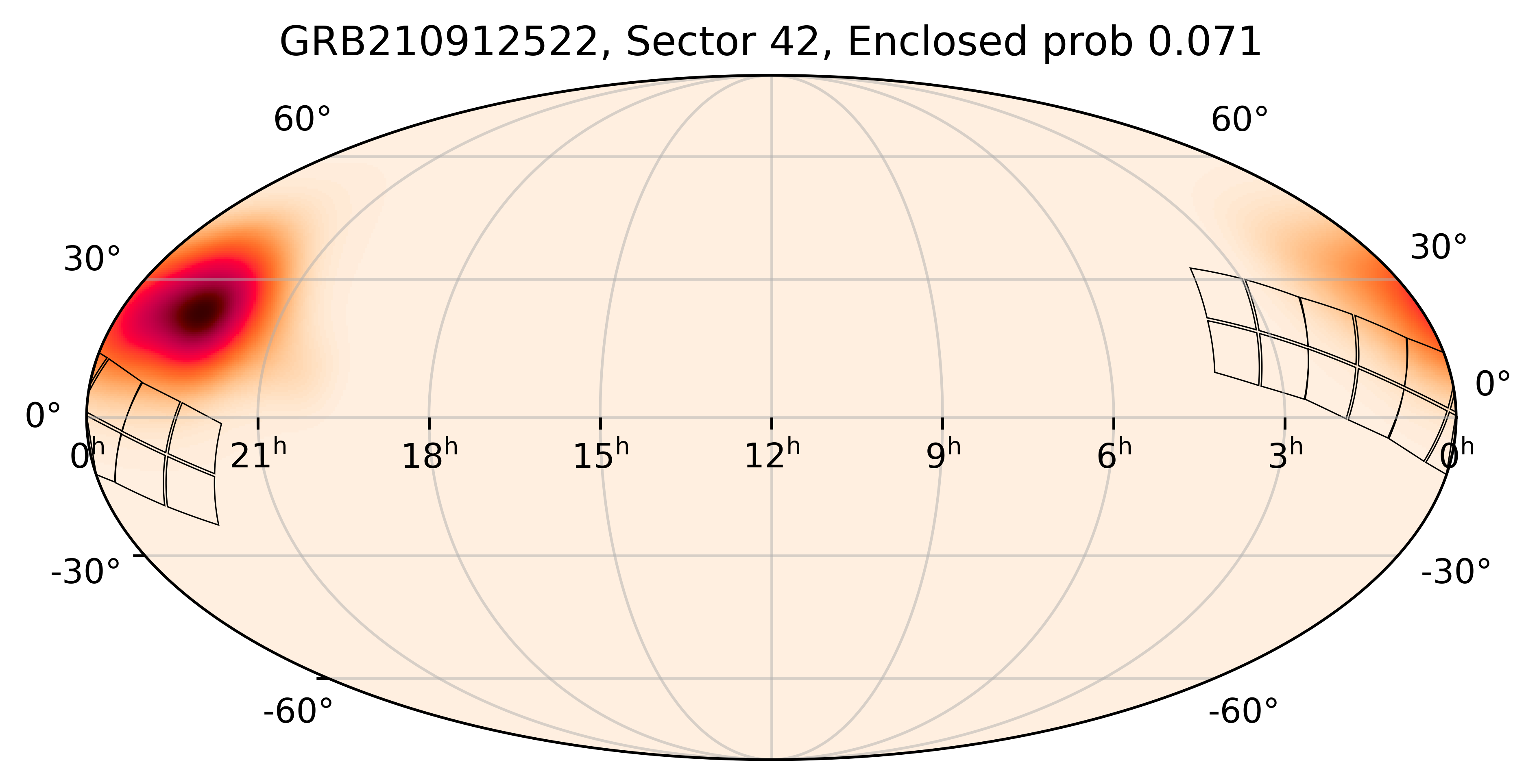 TESS Overlap Sky Map for GRB210912522 in TESS Sector42