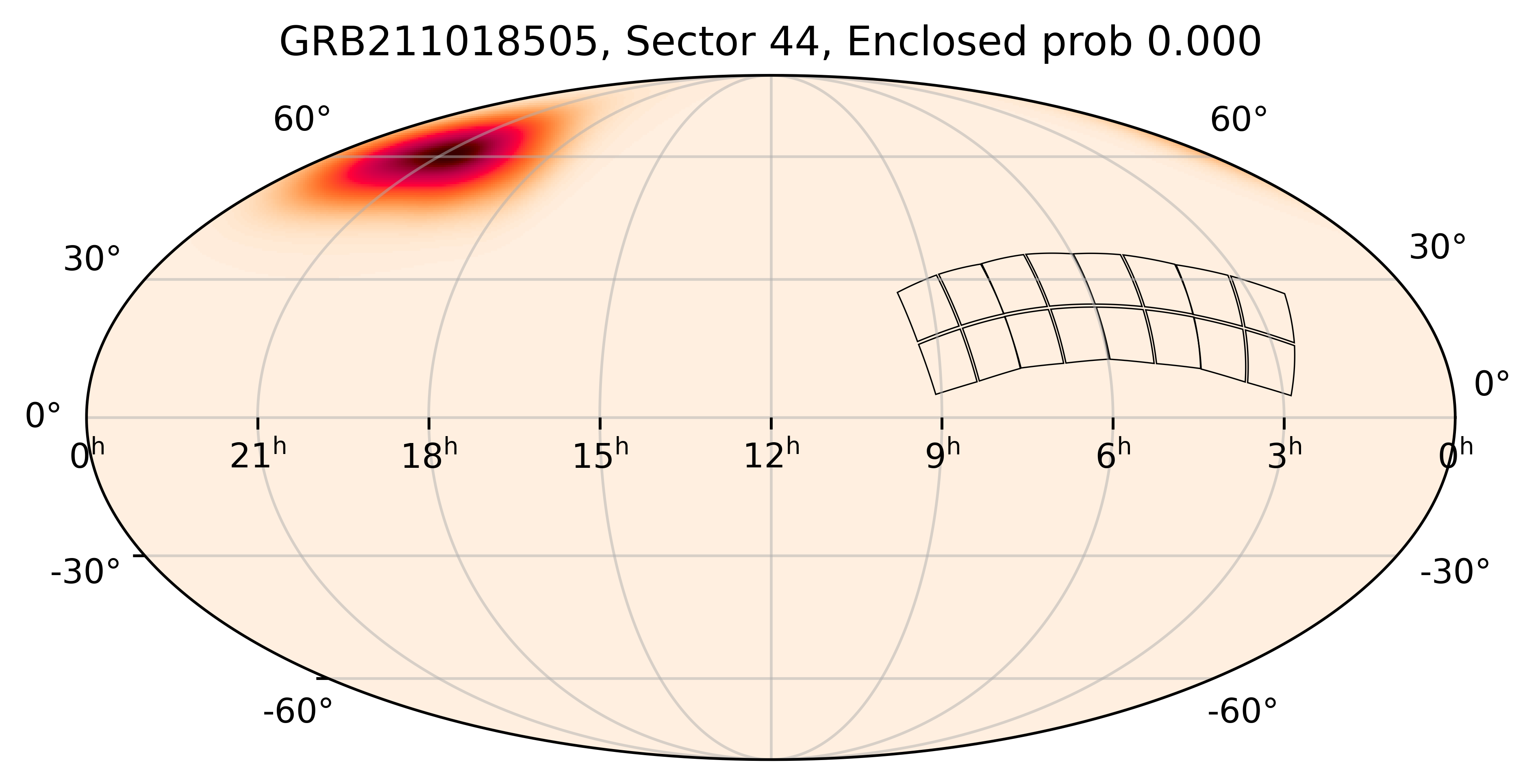 TESS Overlap Sky Map for GRB211018505 in TESS Sector44