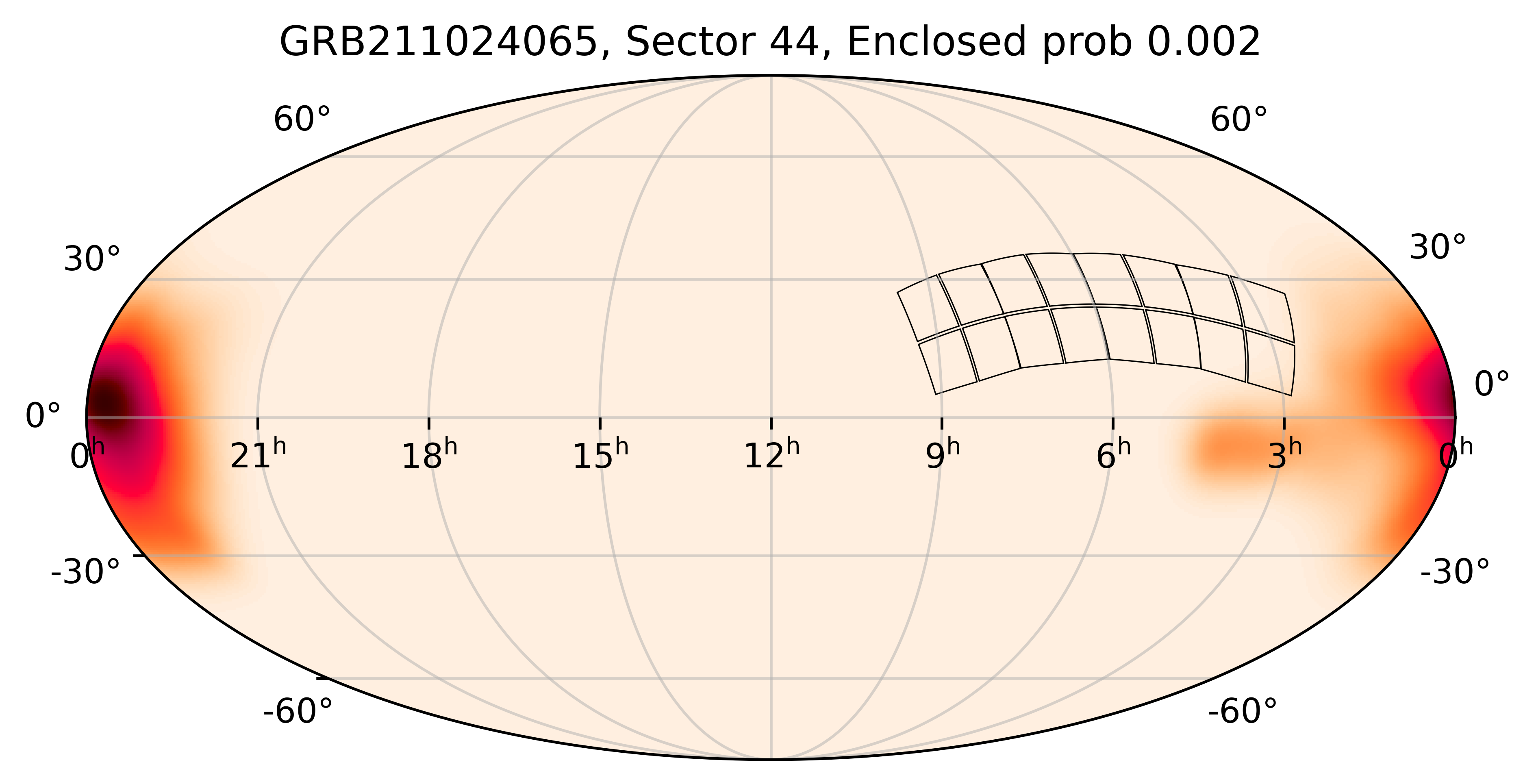 TESS Overlap Sky Map for GRB211024065 in TESS Sector44