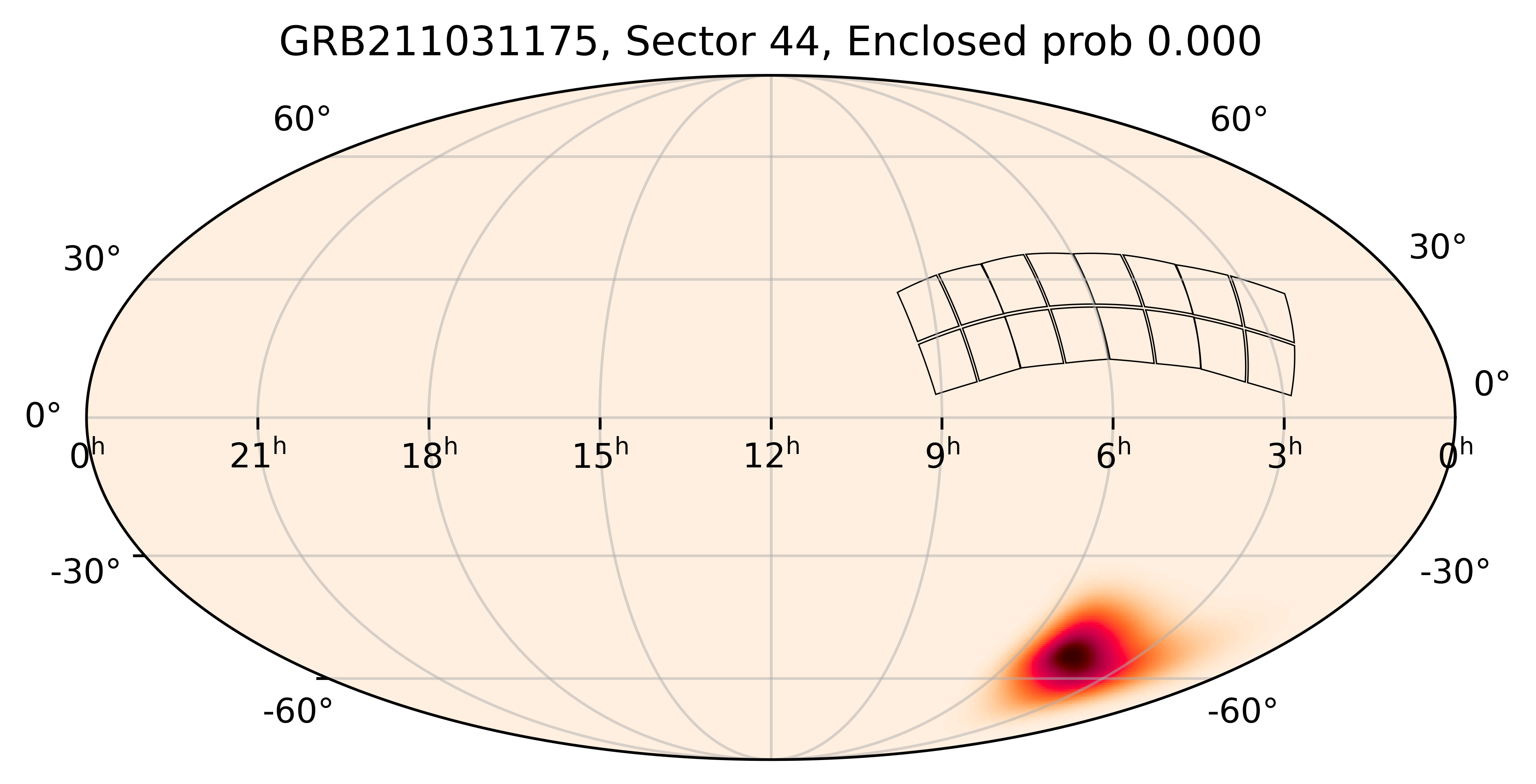 TESS Overlap Sky Map for GRB211031175 in TESS Sector44