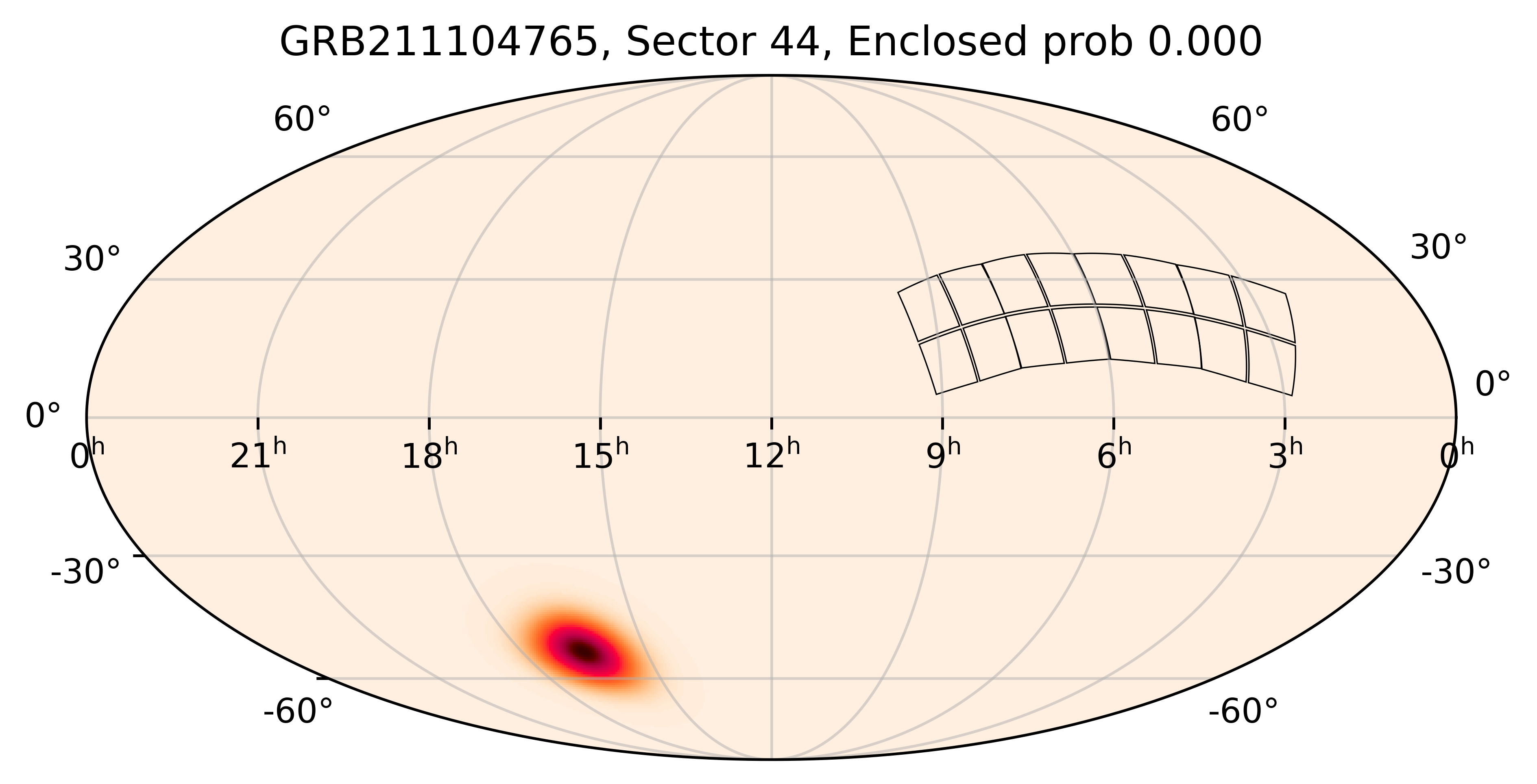 TESS Overlap Sky Map for GRB211104765 in TESS Sector44