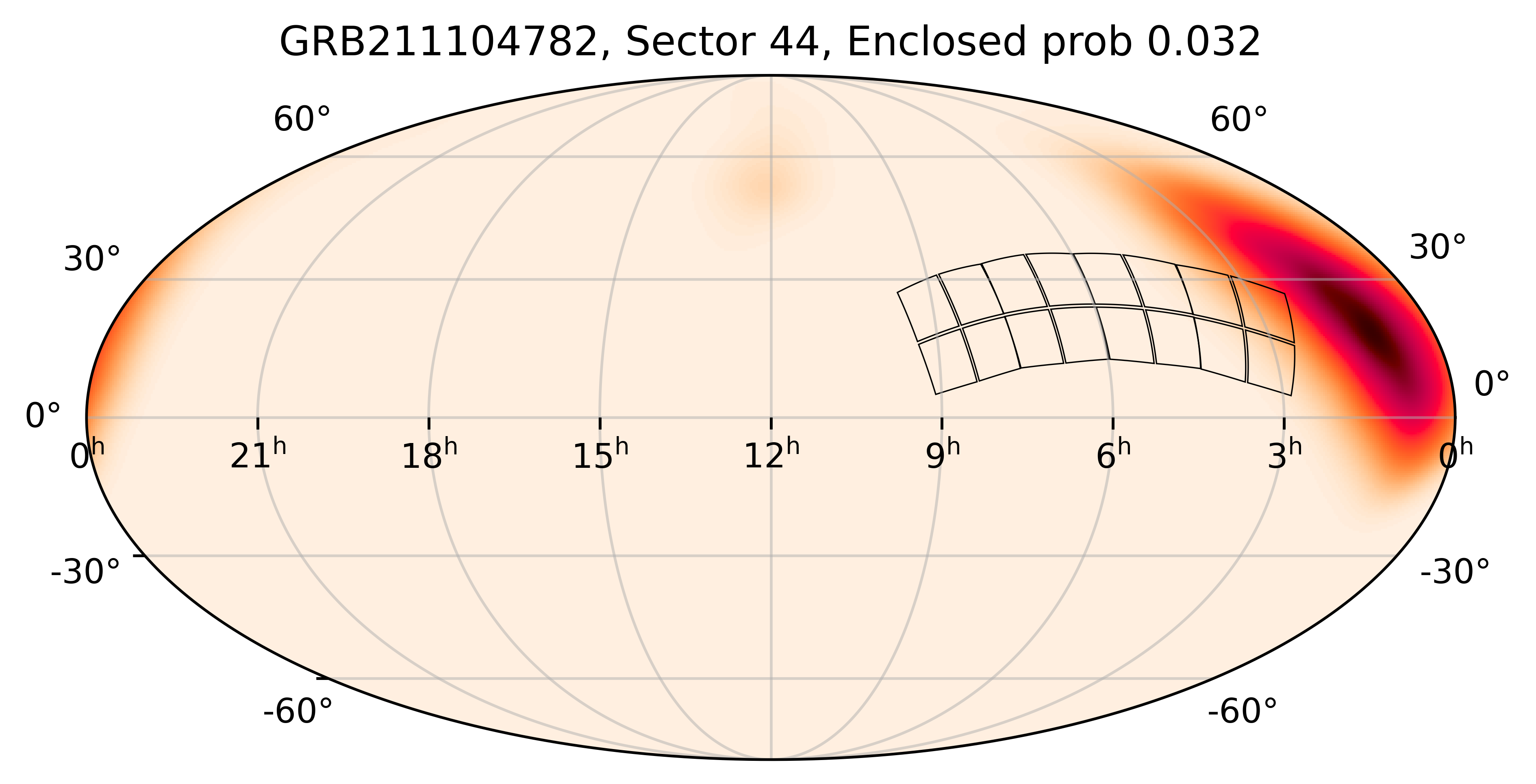 TESS Overlap Sky Map for GRB211104782 in TESS Sector44