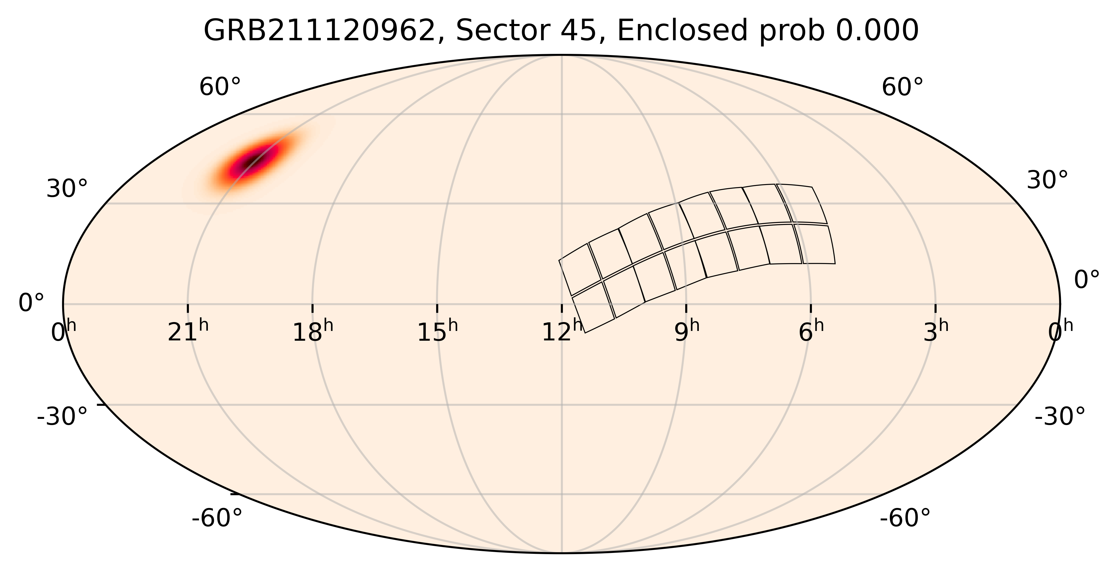 TESS Overlap Sky Map for GRB211120962 in TESS Sector45
