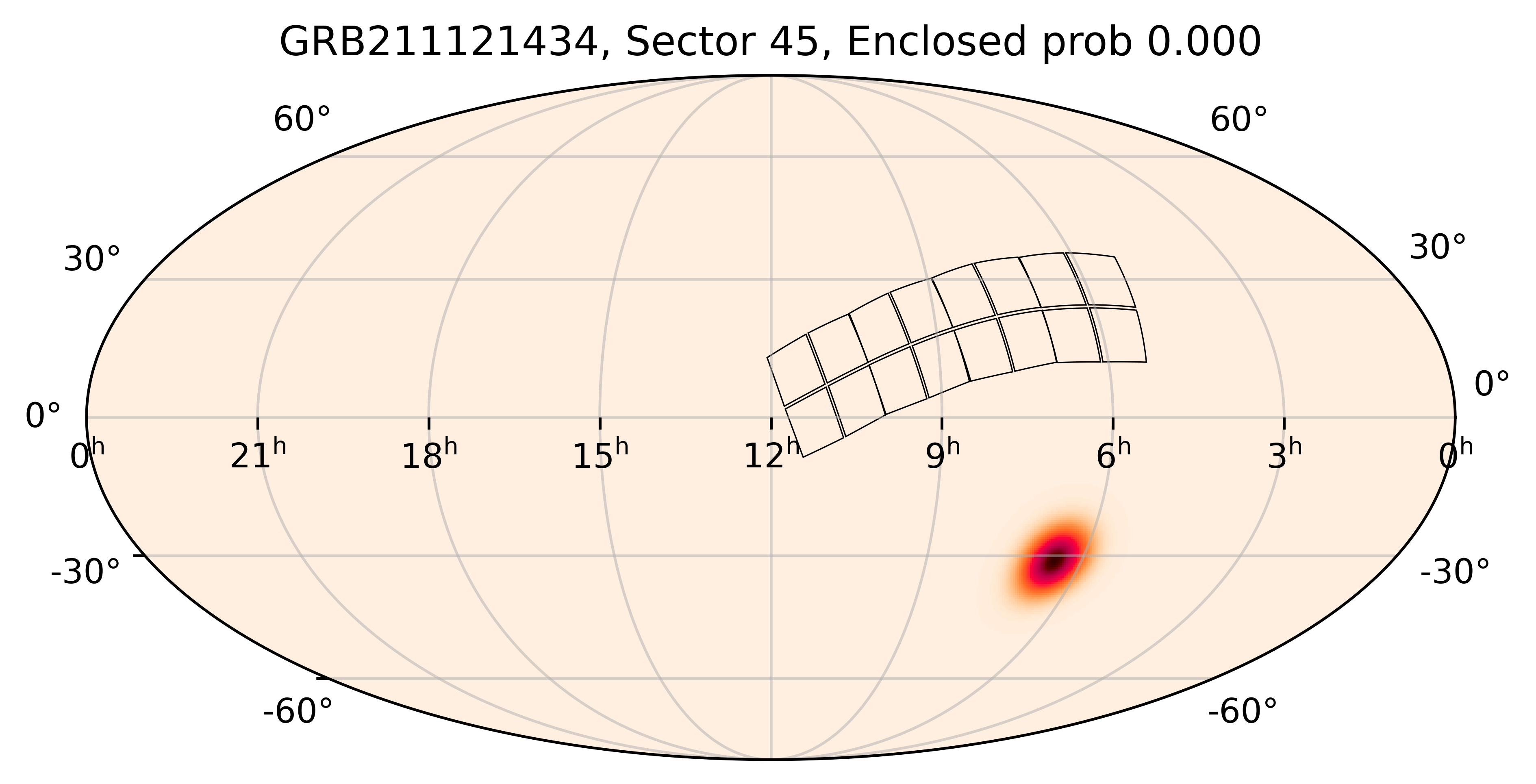 TESS Overlap Sky Map for GRB211121434 in TESS Sector45