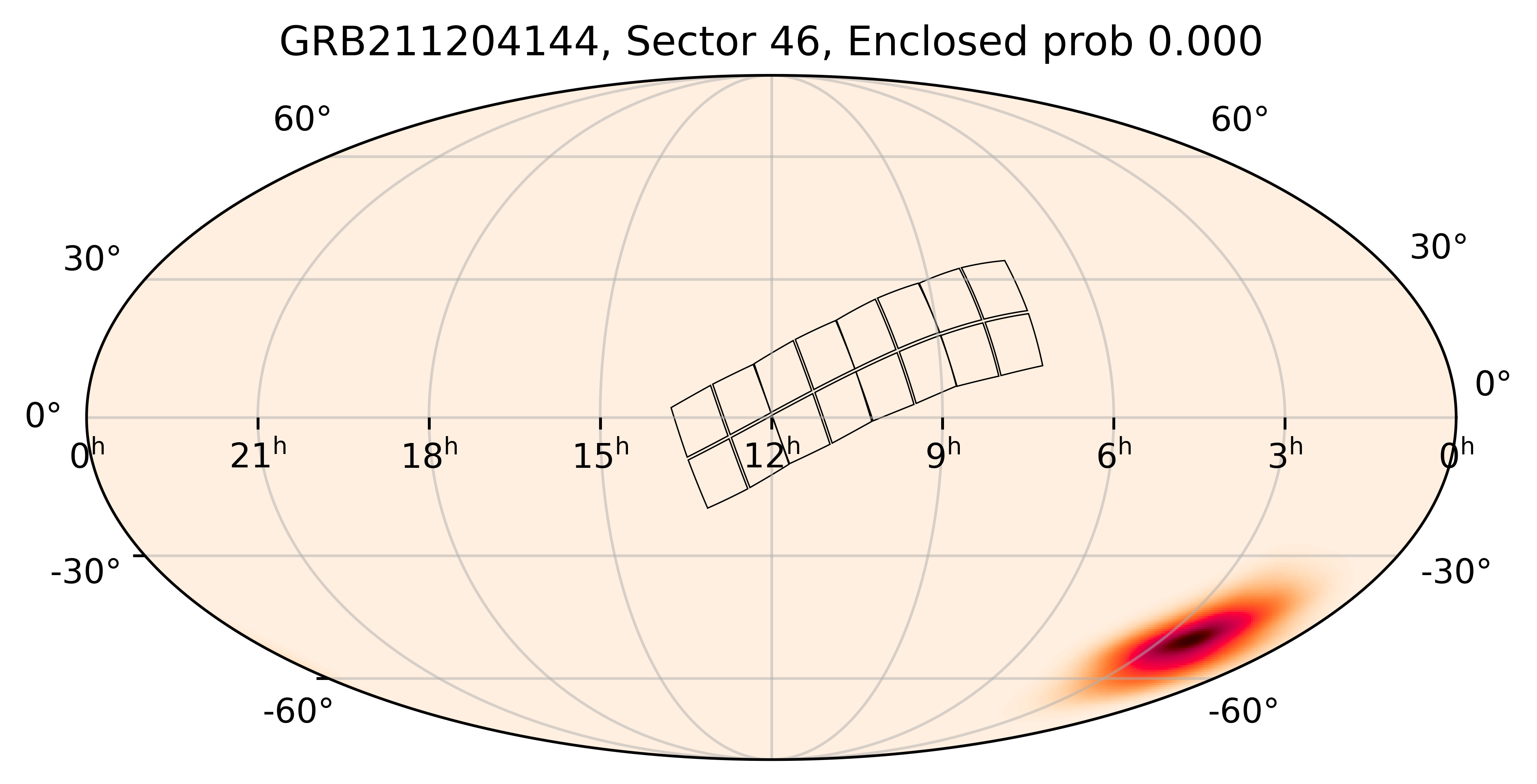 TESS Overlap Sky Map for GRB211204144 in TESS Sector46