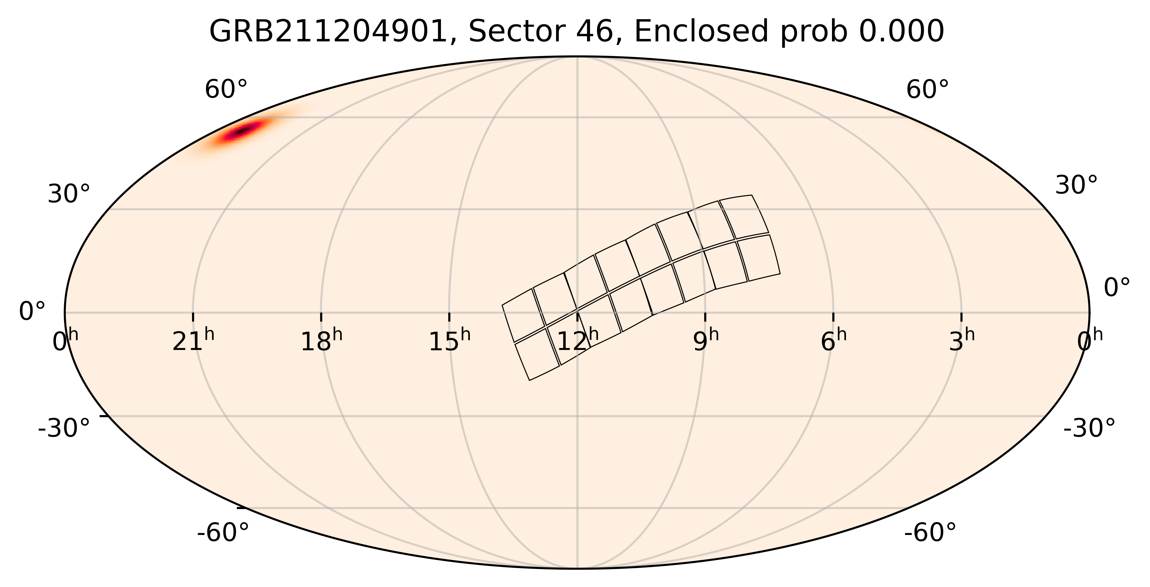 TESS Overlap Sky Map for GRB211204901 in TESS Sector46