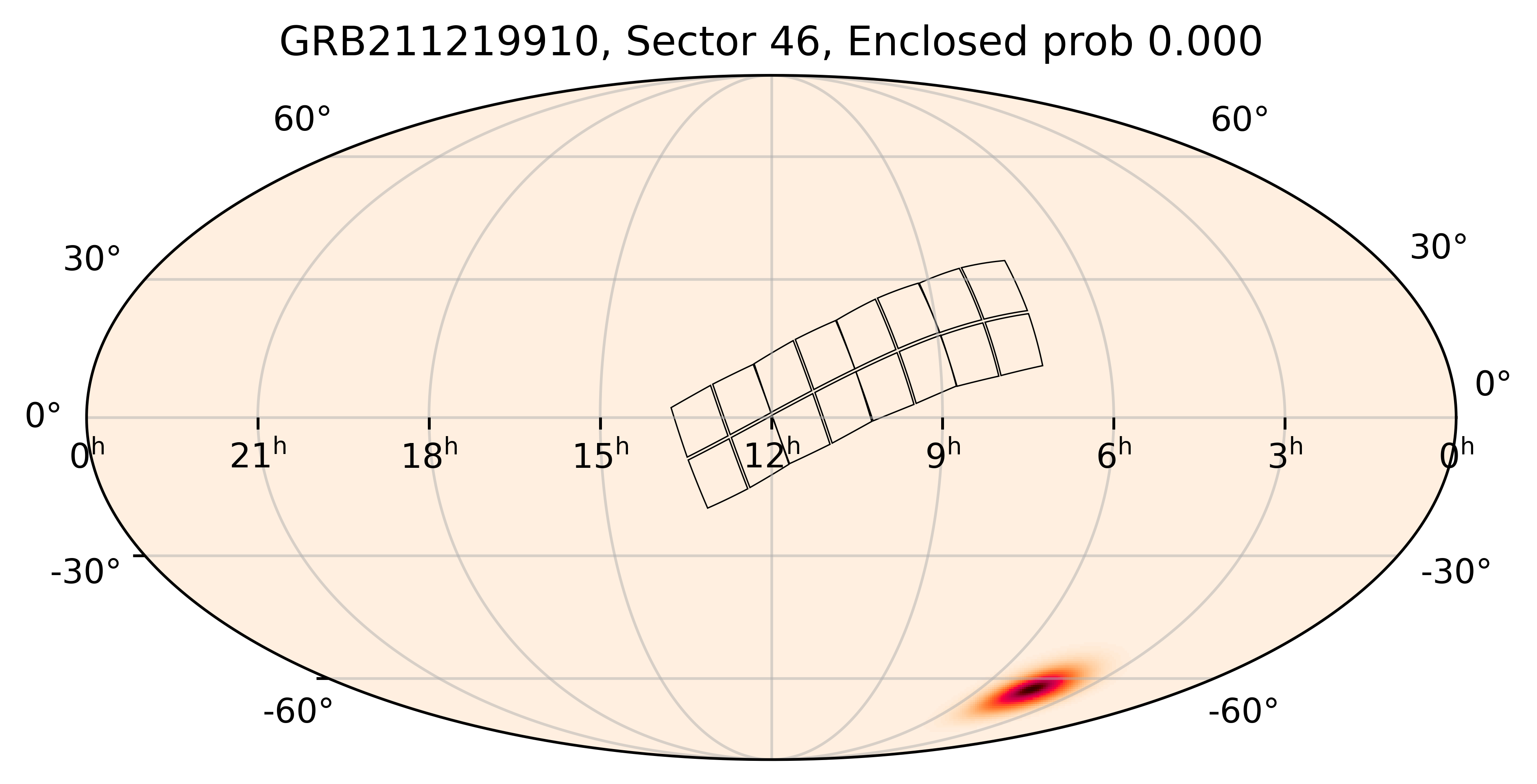 TESS Overlap Sky Map for GRB211219910 in TESS Sector46