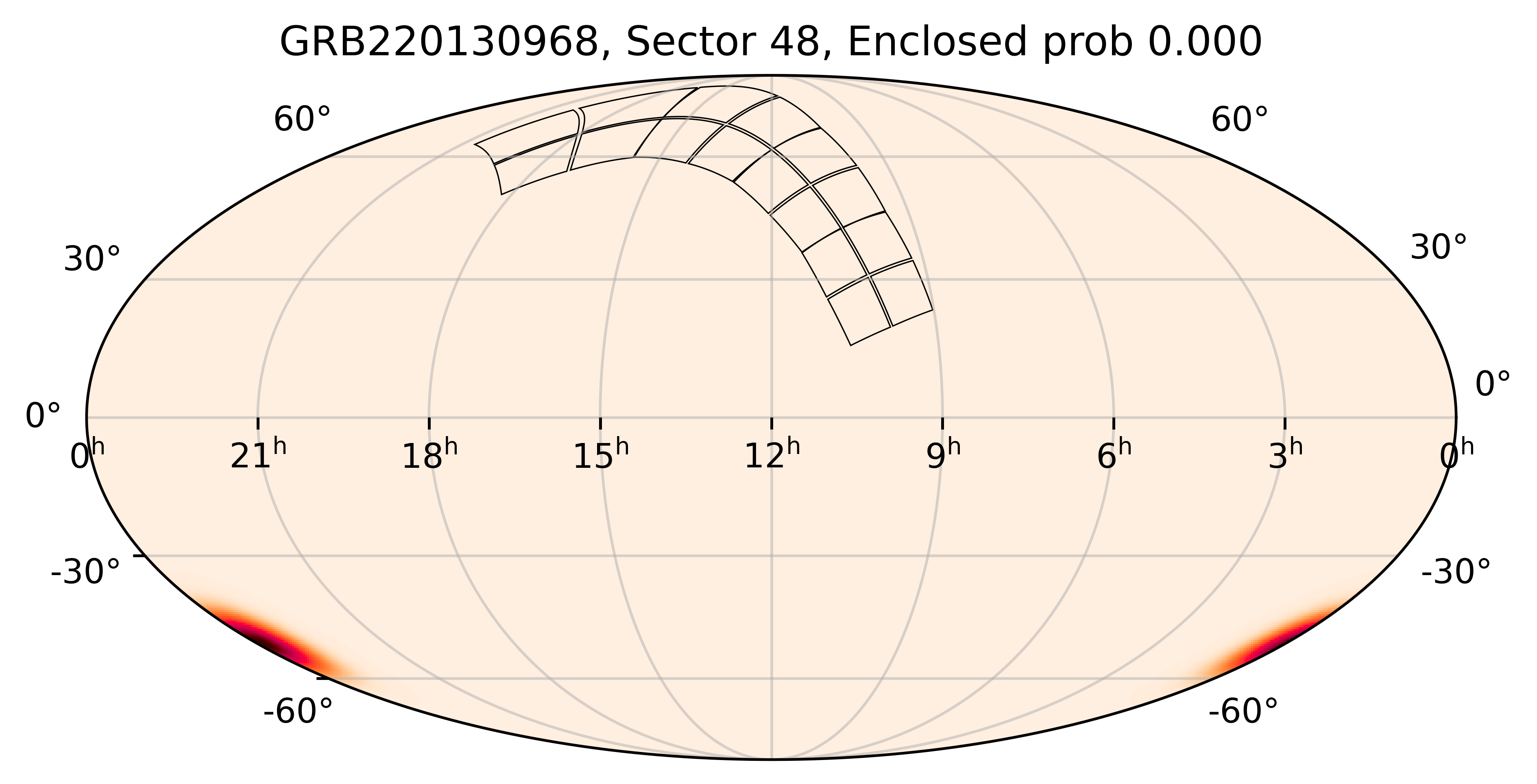 TESS Overlap Sky Map for GRB220130968 in TESS Sector48
