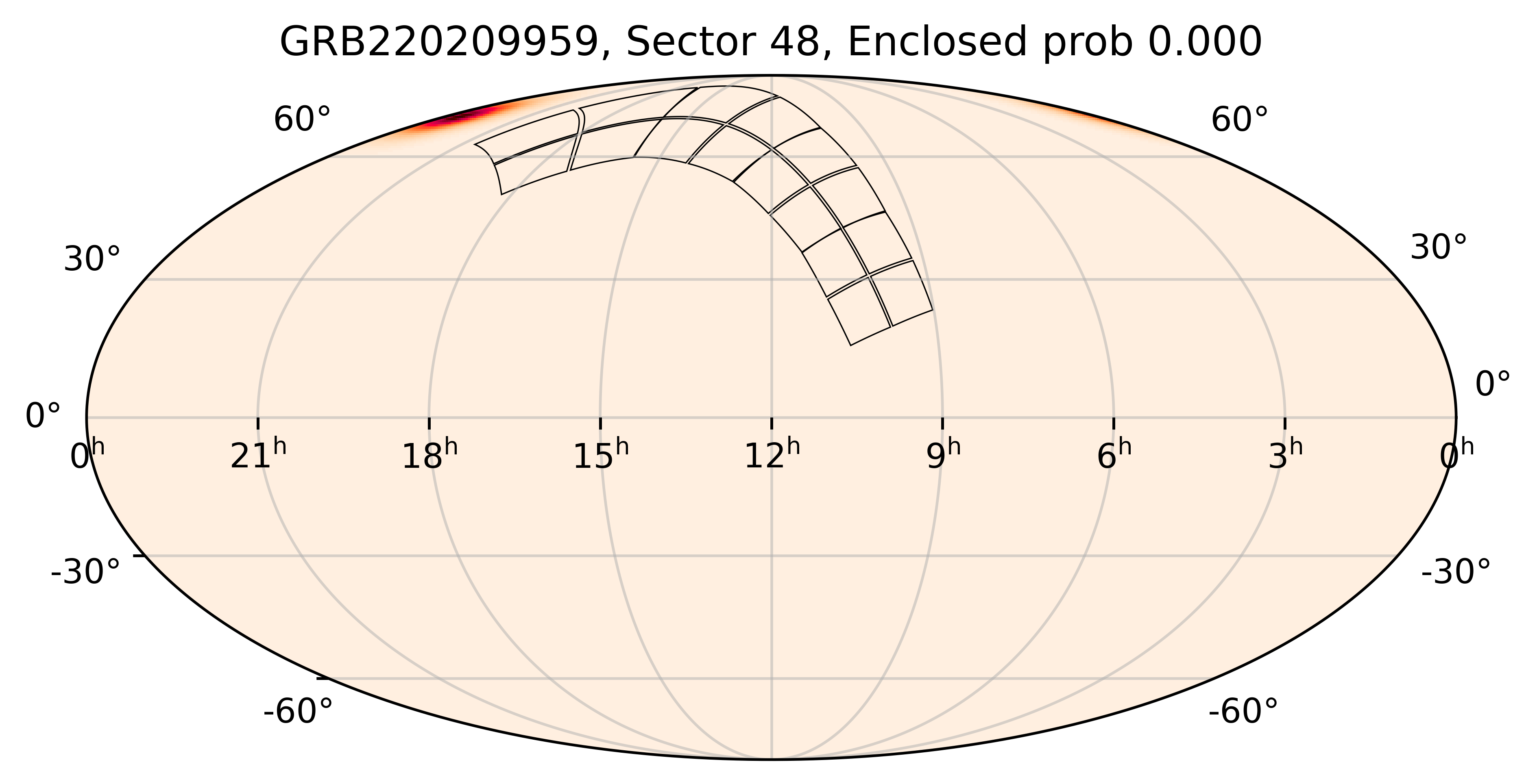 TESS Overlap Sky Map for GRB220209959 in TESS Sector48