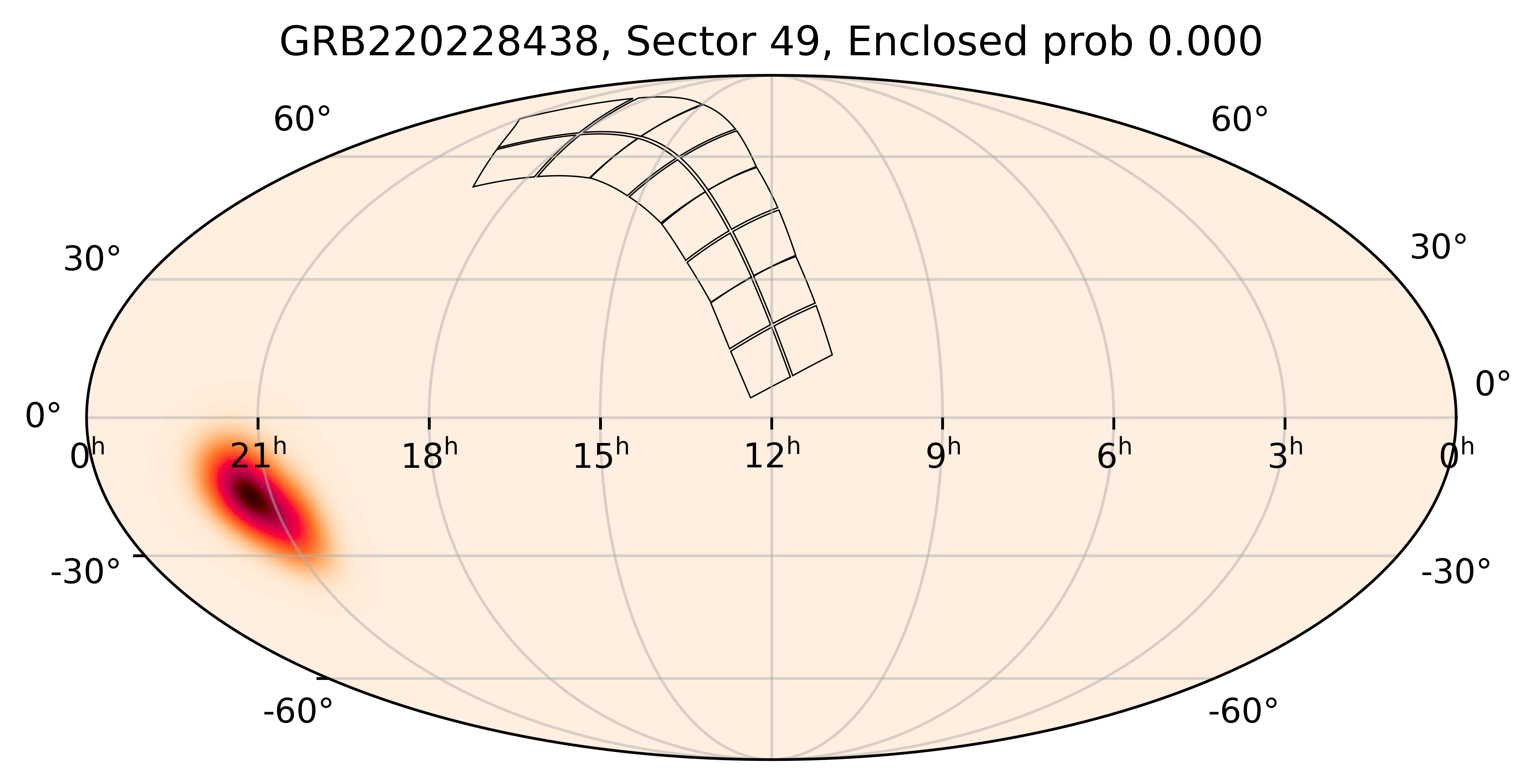 TESS Overlap Sky Map for GRB220228438 in TESS Sector49