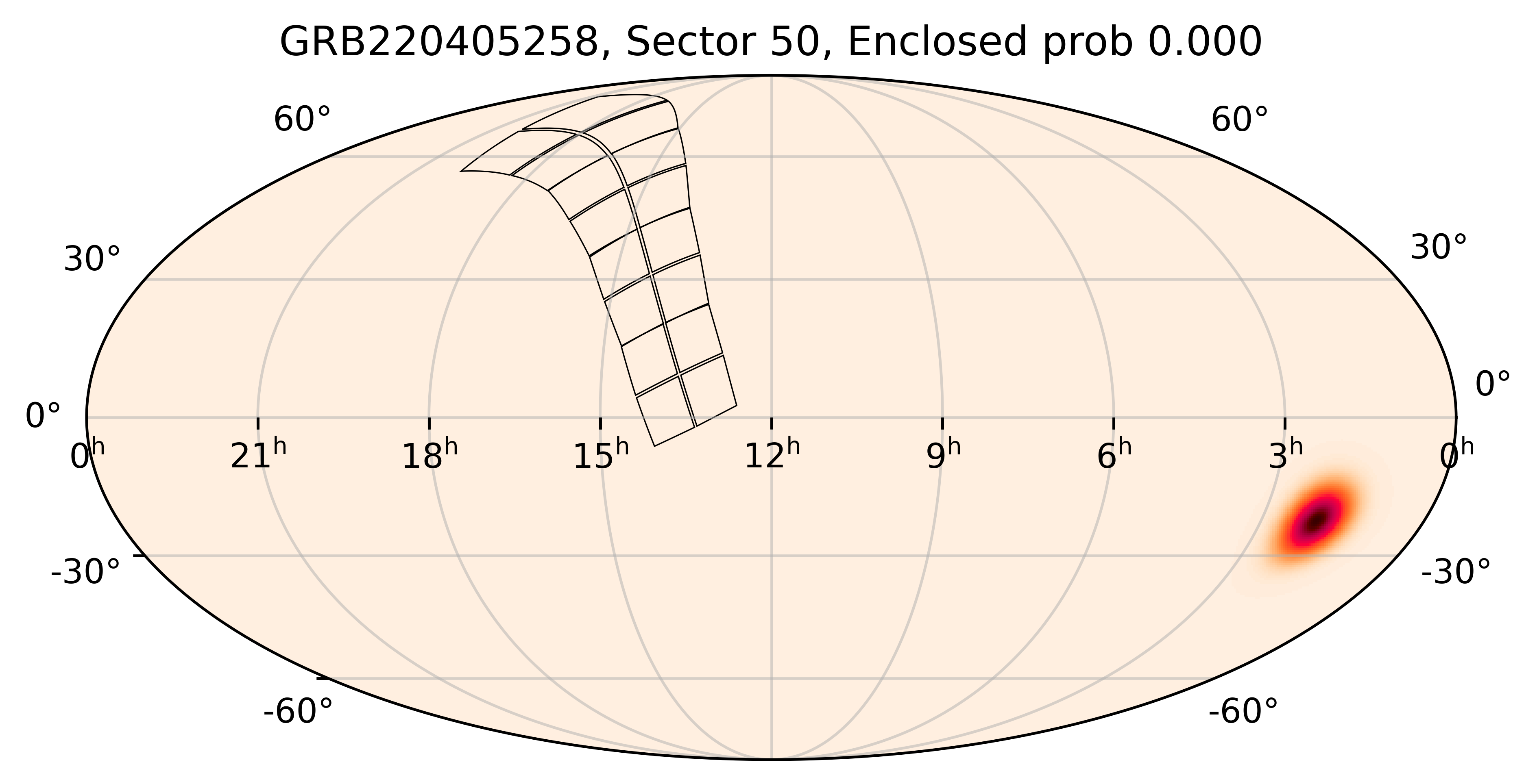 TESS Overlap Sky Map for GRB220405258 in TESS Sector50