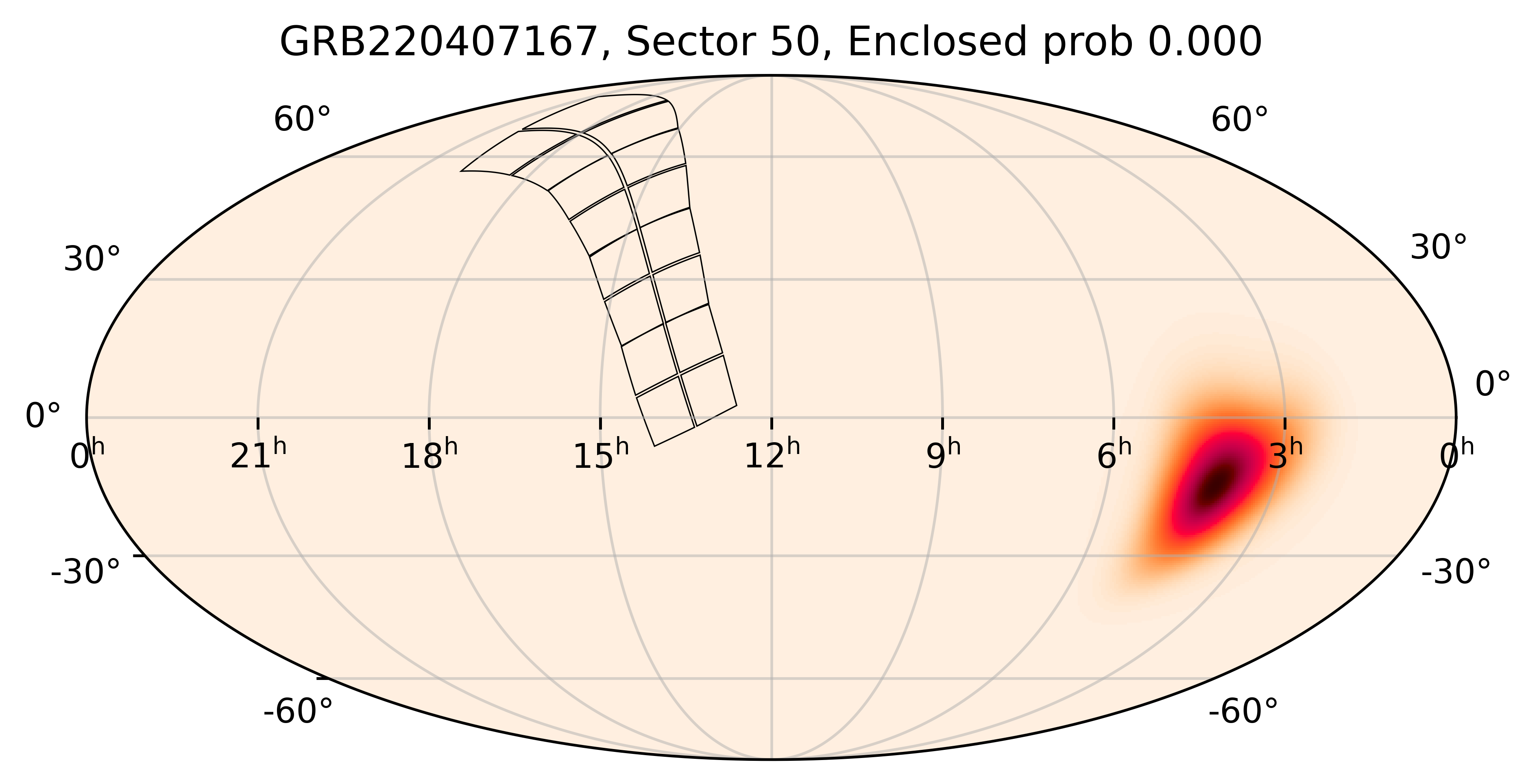 TESS Overlap Sky Map for GRB220407167 in TESS Sector50