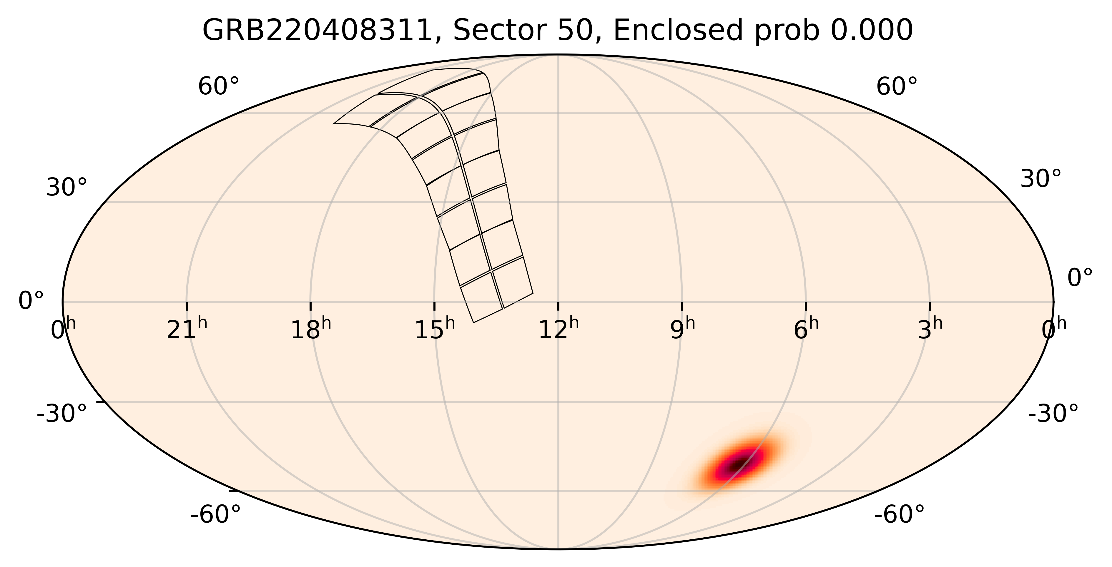 TESS Overlap Sky Map for GRB220408311 in TESS Sector50