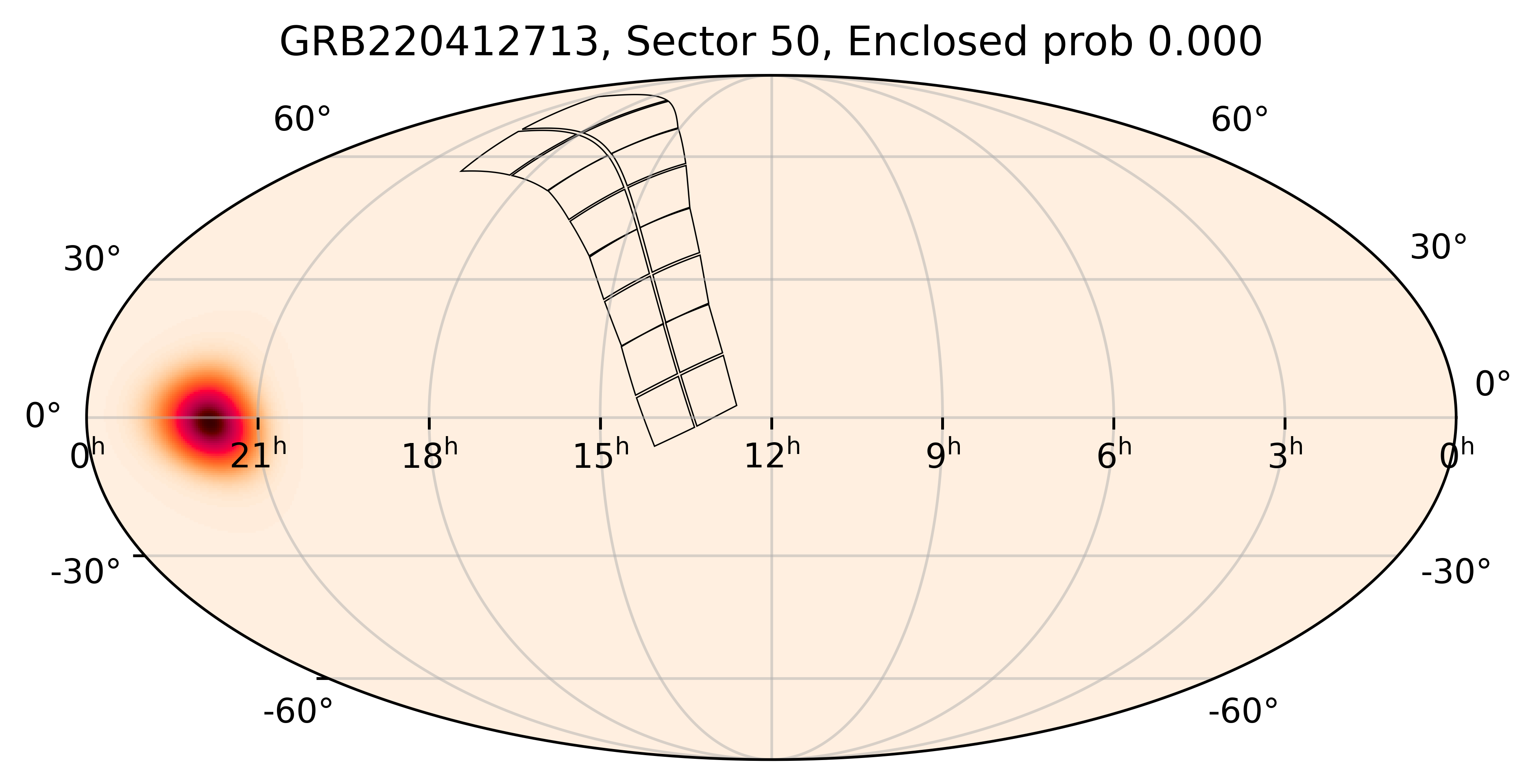 TESS Overlap Sky Map for GRB220412713 in TESS Sector50