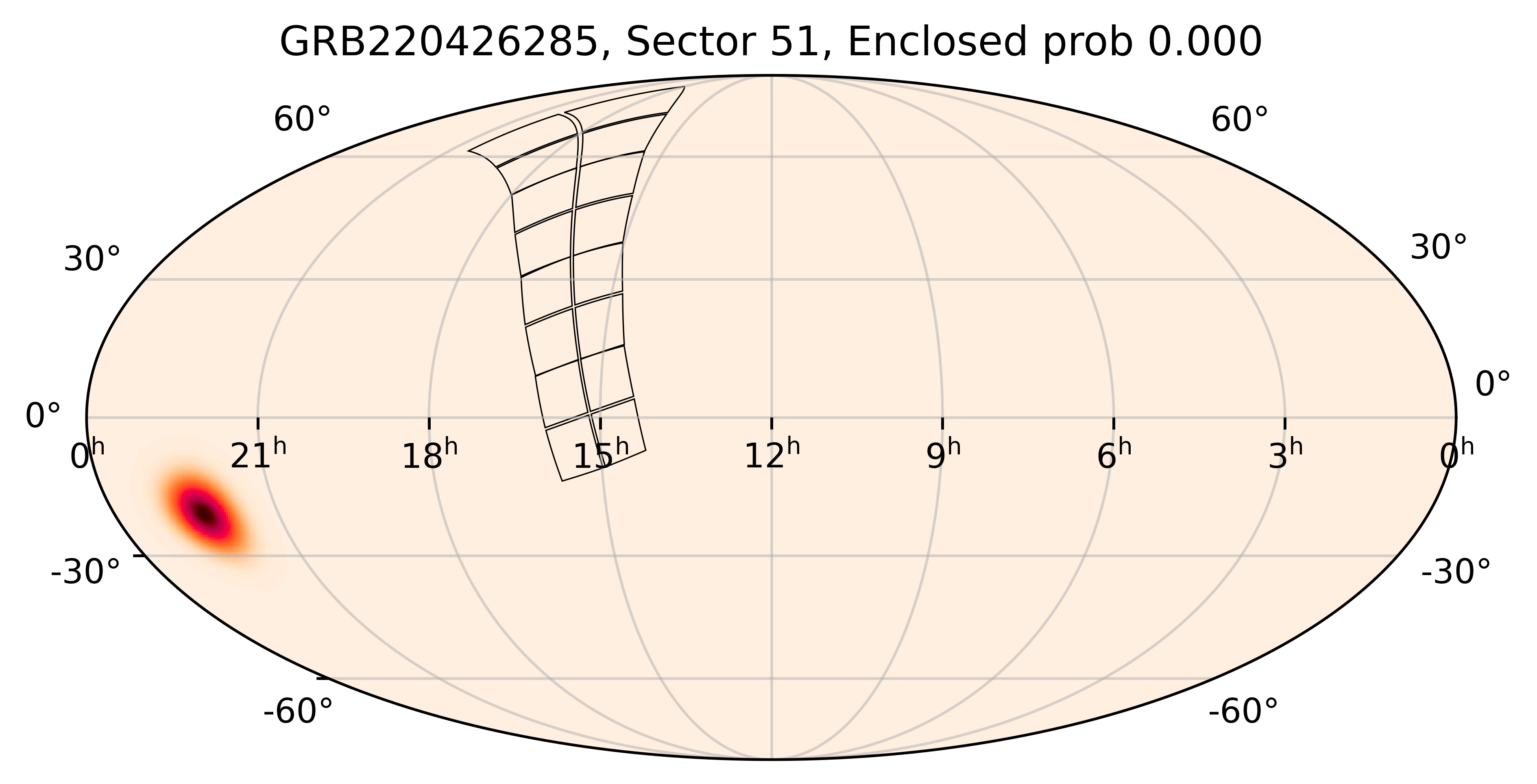 TESS Overlap Sky Map for GRB220426285 in TESS Sector51