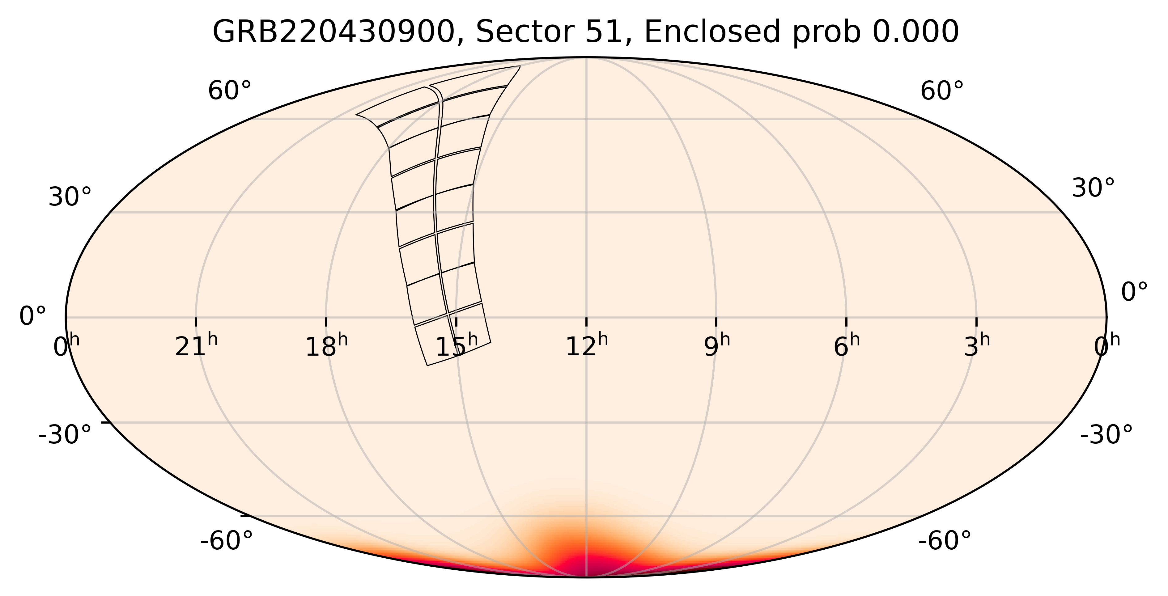 TESS Overlap Sky Map for GRB220430900 in TESS Sector51