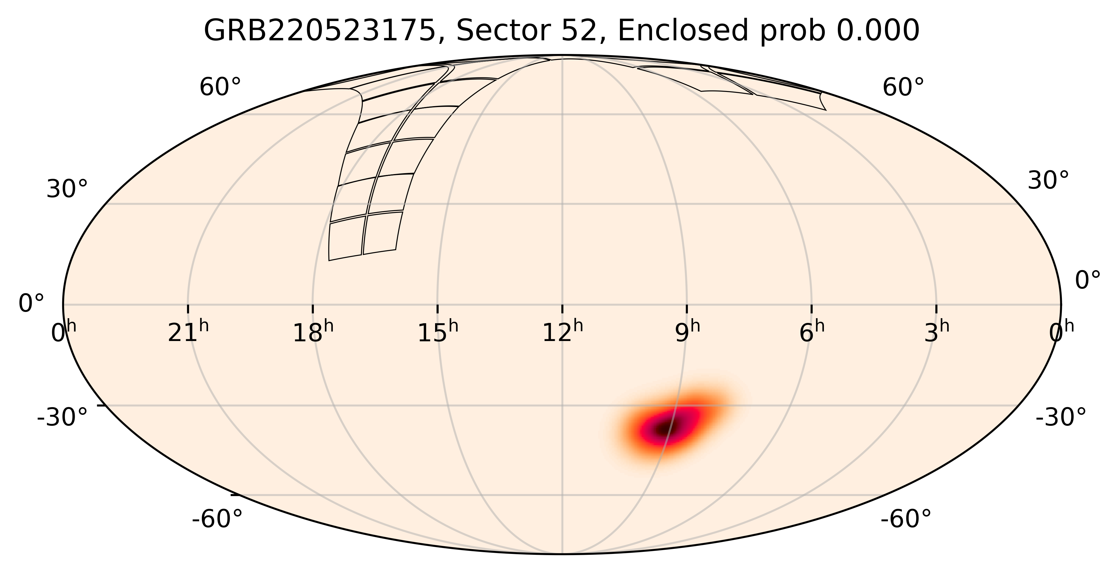 TESS Overlap Sky Map for GRB220523175 in TESS Sector52