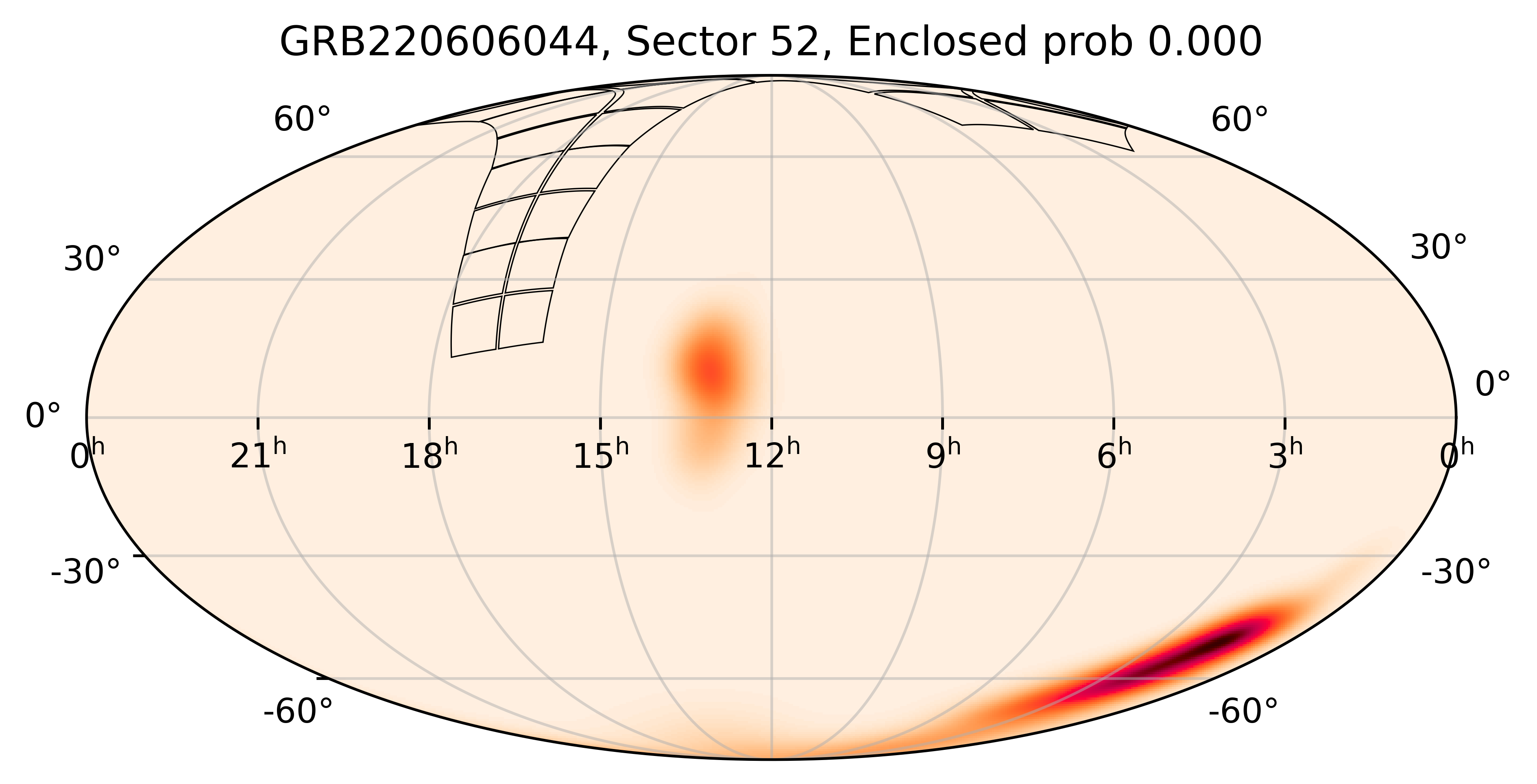 TESS Overlap Sky Map for GRB220606044 in TESS Sector52