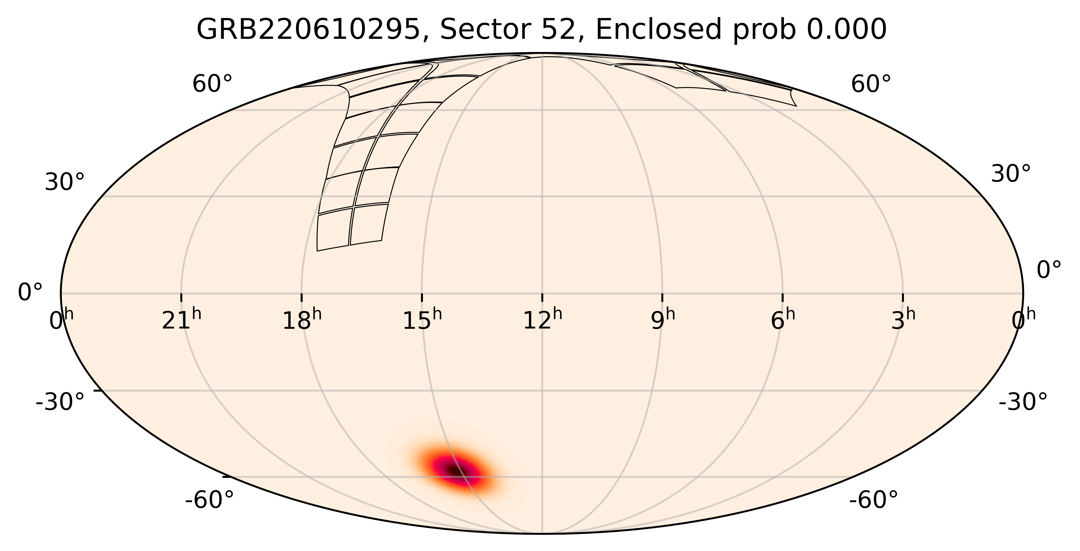TESS Overlap Sky Map for GRB220610295 in TESS Sector52