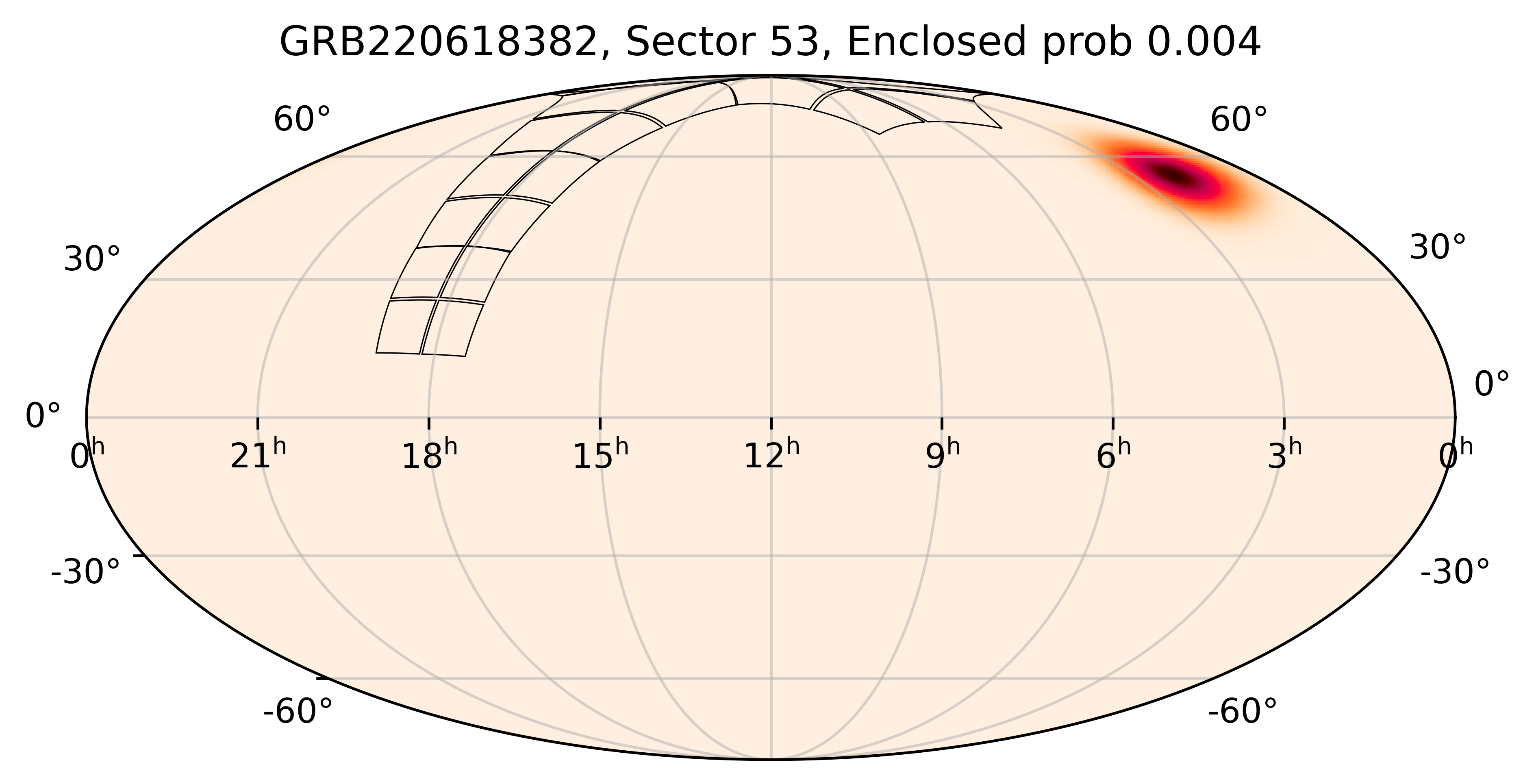 TESS Overlap Sky Map for GRB220618382 in TESS Sector53