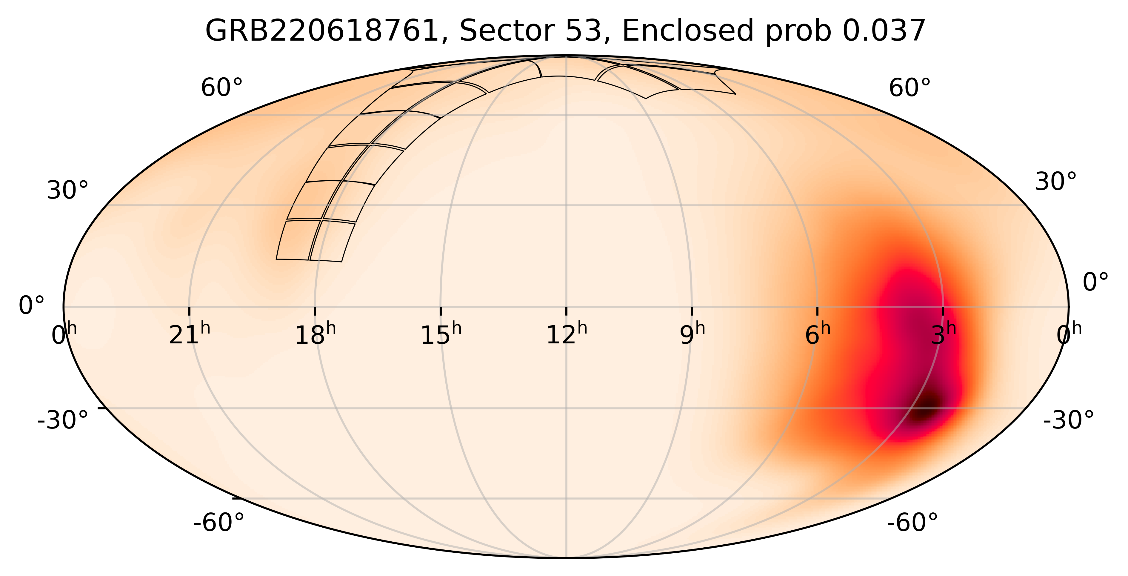 TESS Overlap Sky Map for GRB220618761 in TESS Sector53
