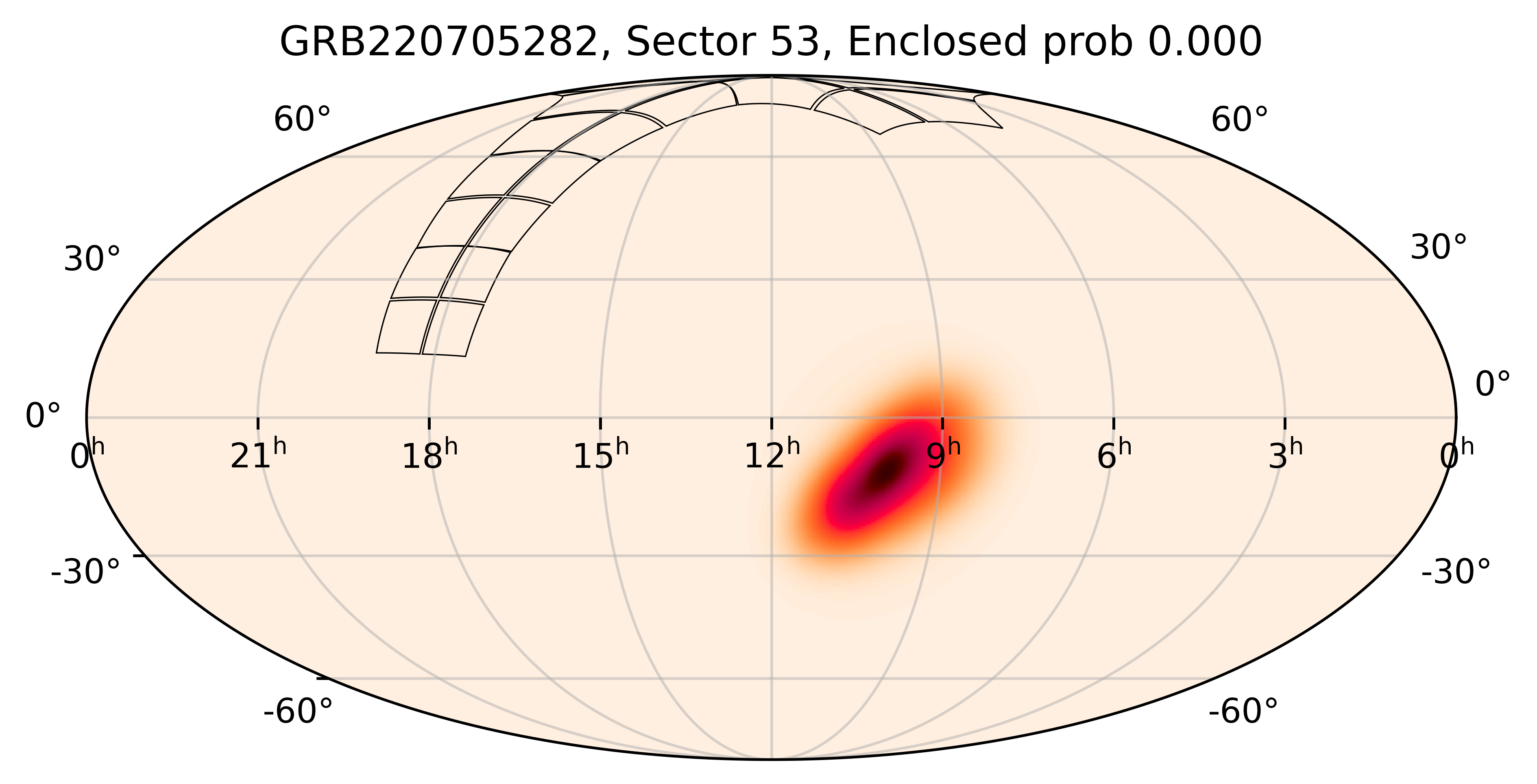 TESS Overlap Sky Map for GRB220705282 in TESS Sector53