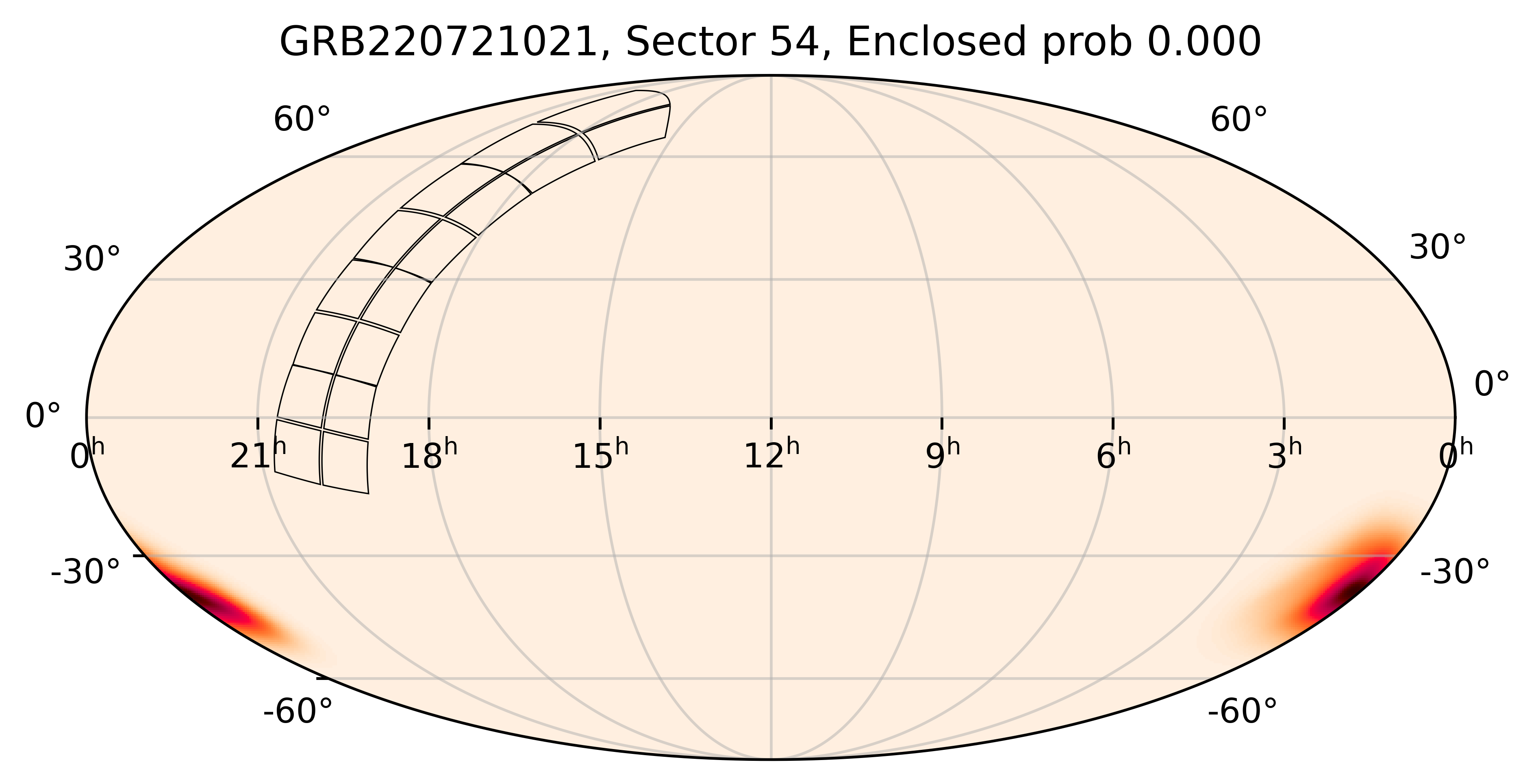 TESS Overlap Sky Map for GRB220721021 in TESS Sector54
