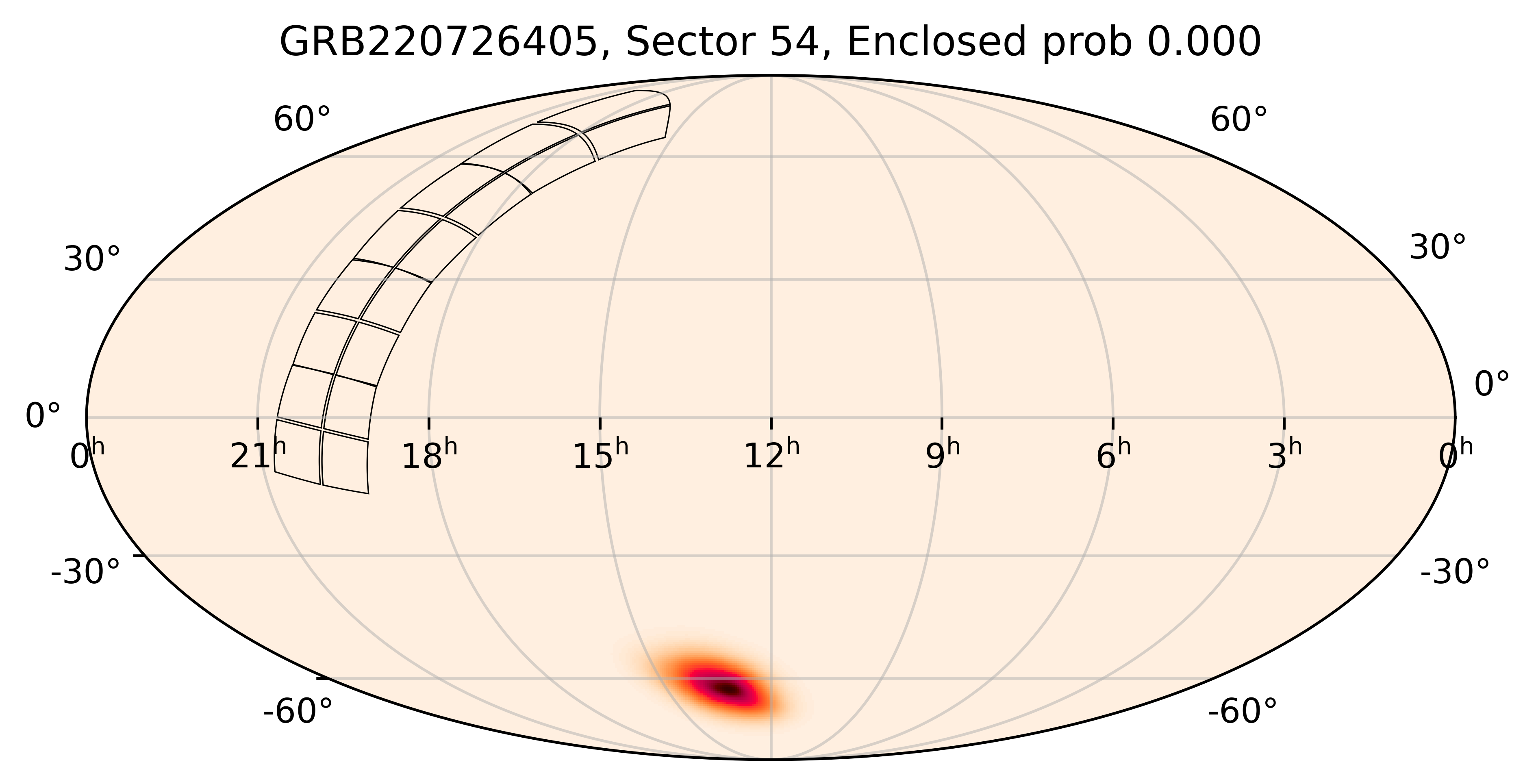 TESS Overlap Sky Map for GRB220726405 in TESS Sector54