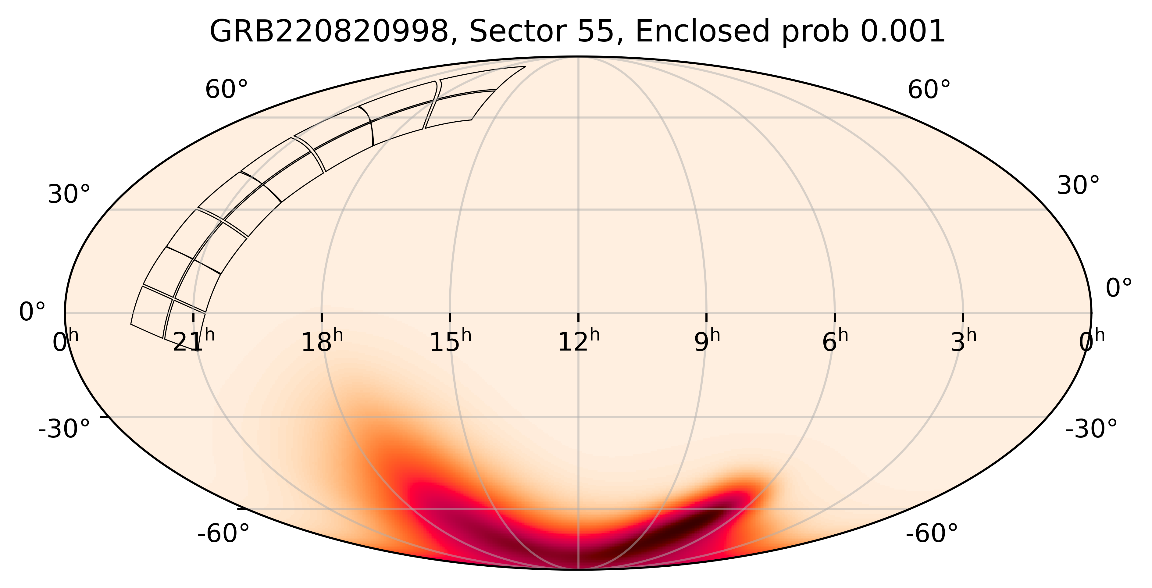 TESS Overlap Sky Map for GRB220820998 in TESS Sector55