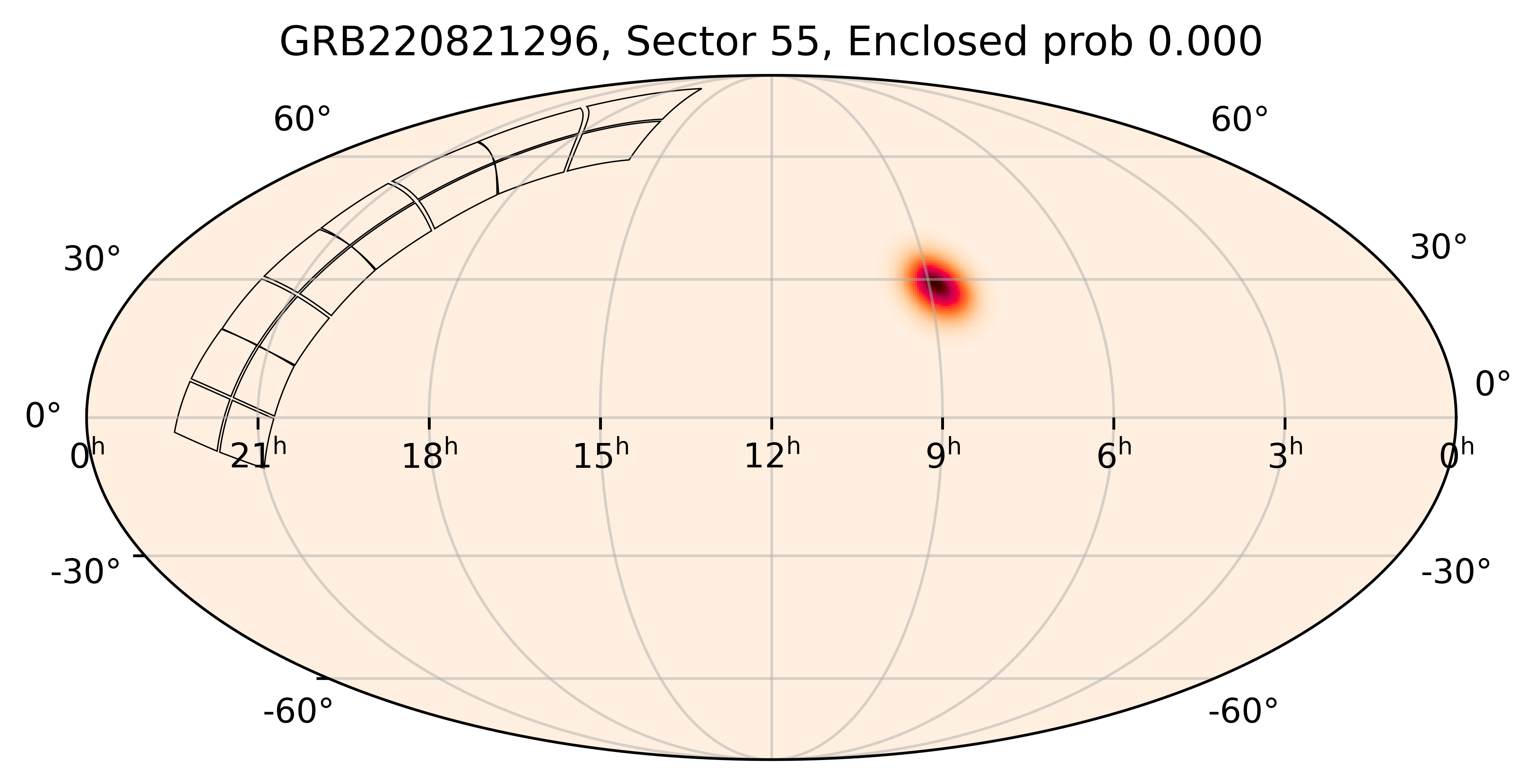 TESS Overlap Sky Map for GRB220821296 in TESS Sector55